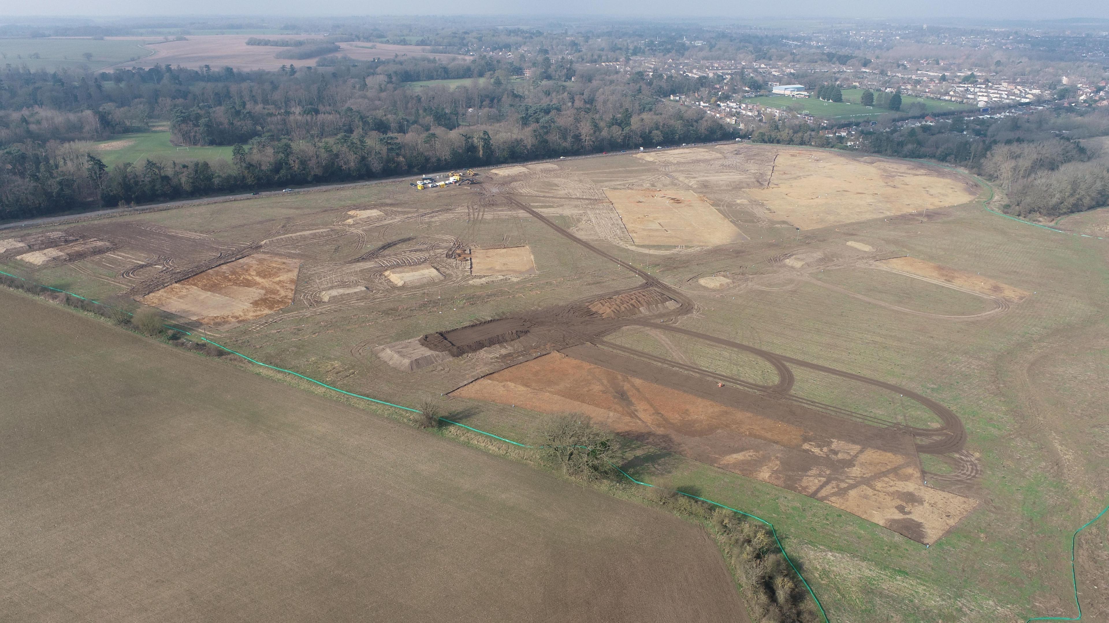 A drone view across the site 