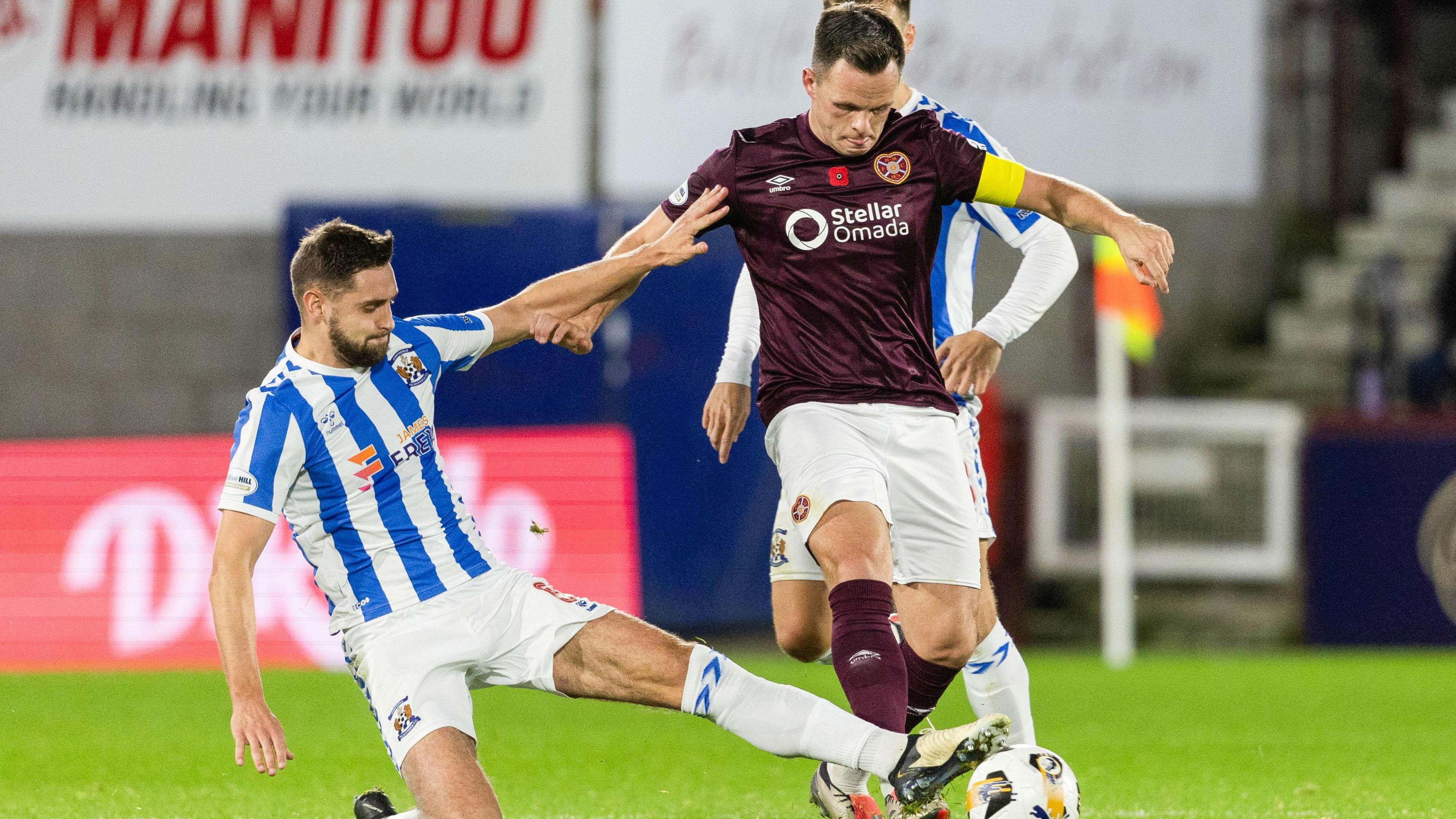 Lawrence Shankland playing for Hearts against Kilmarnock