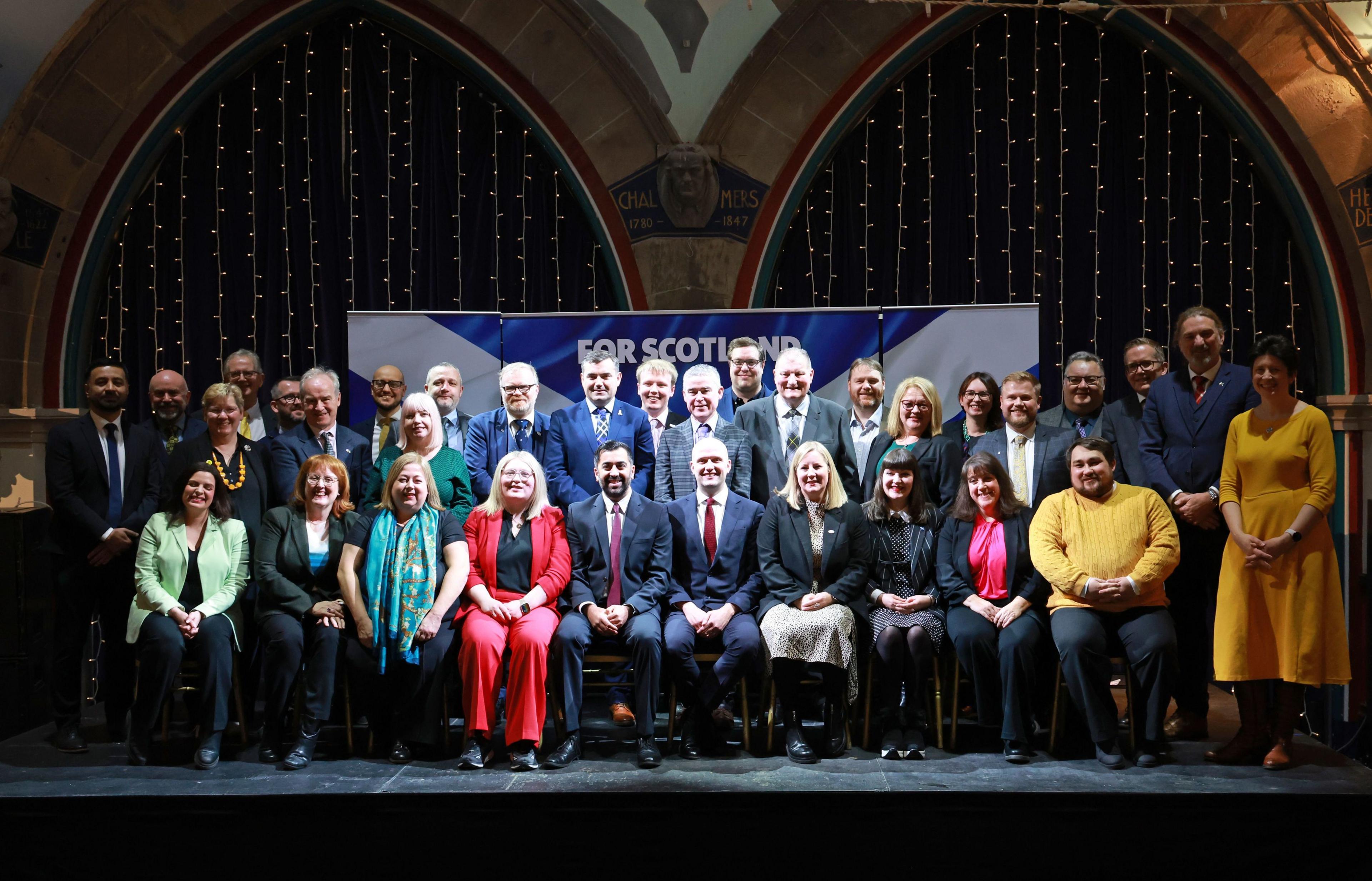 Group photo of the first minister with SNP officials