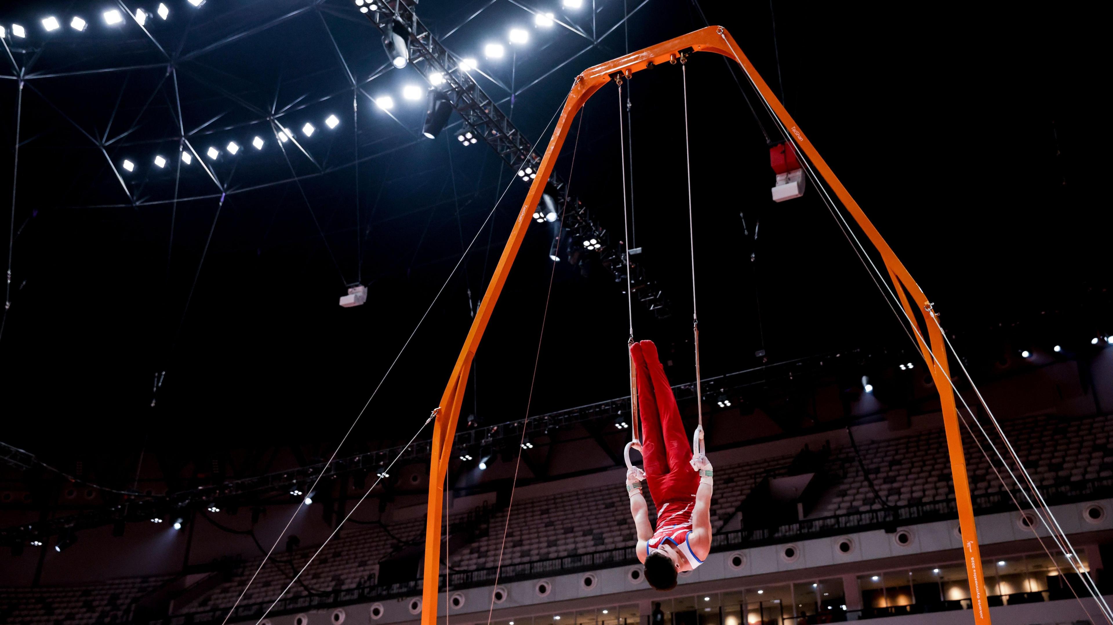 Pablo Jose Perez Martinez of Puerto Rico performs in the Men's Rings