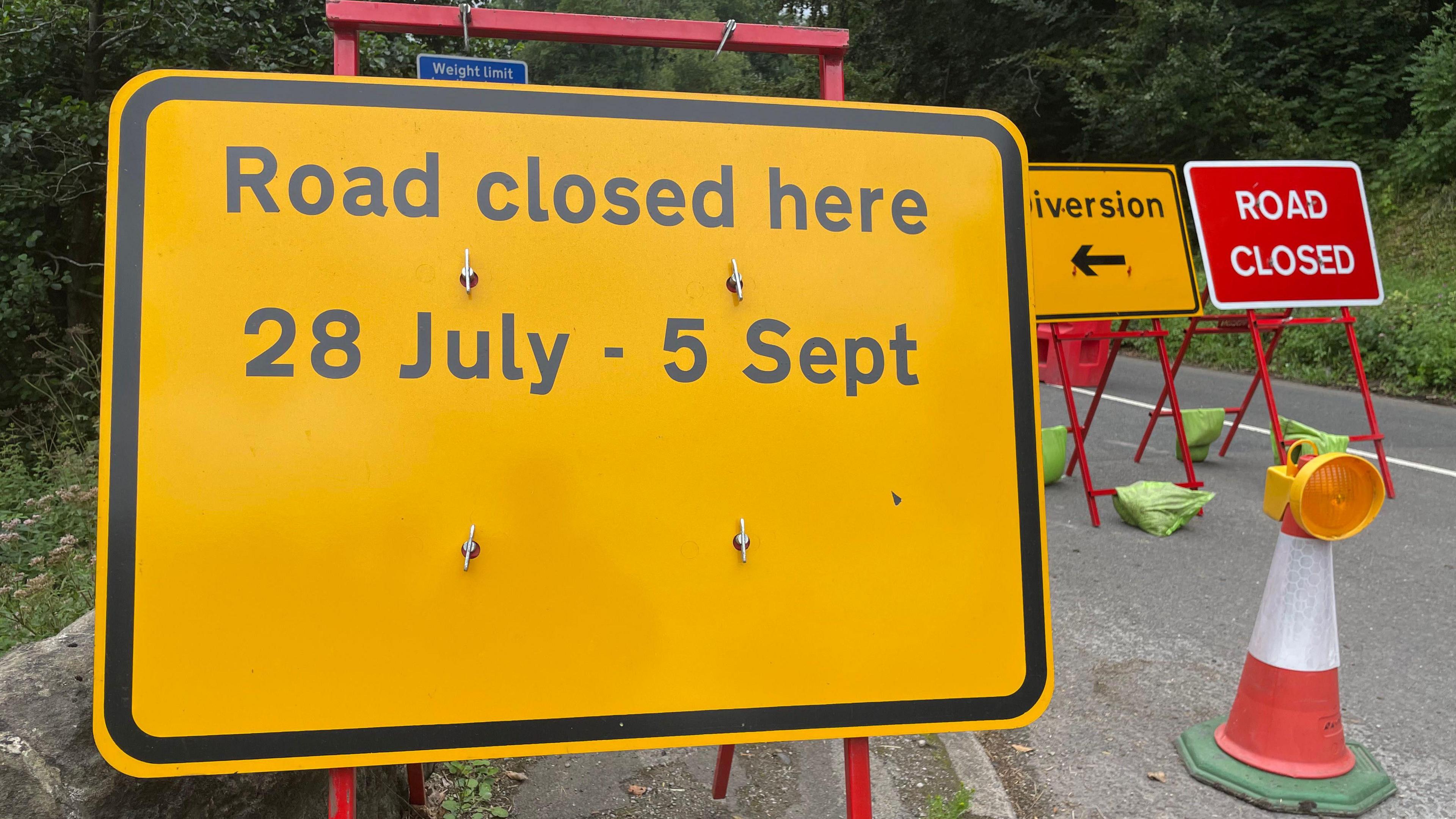 The main link road into Youlgreave was closed for tree felling