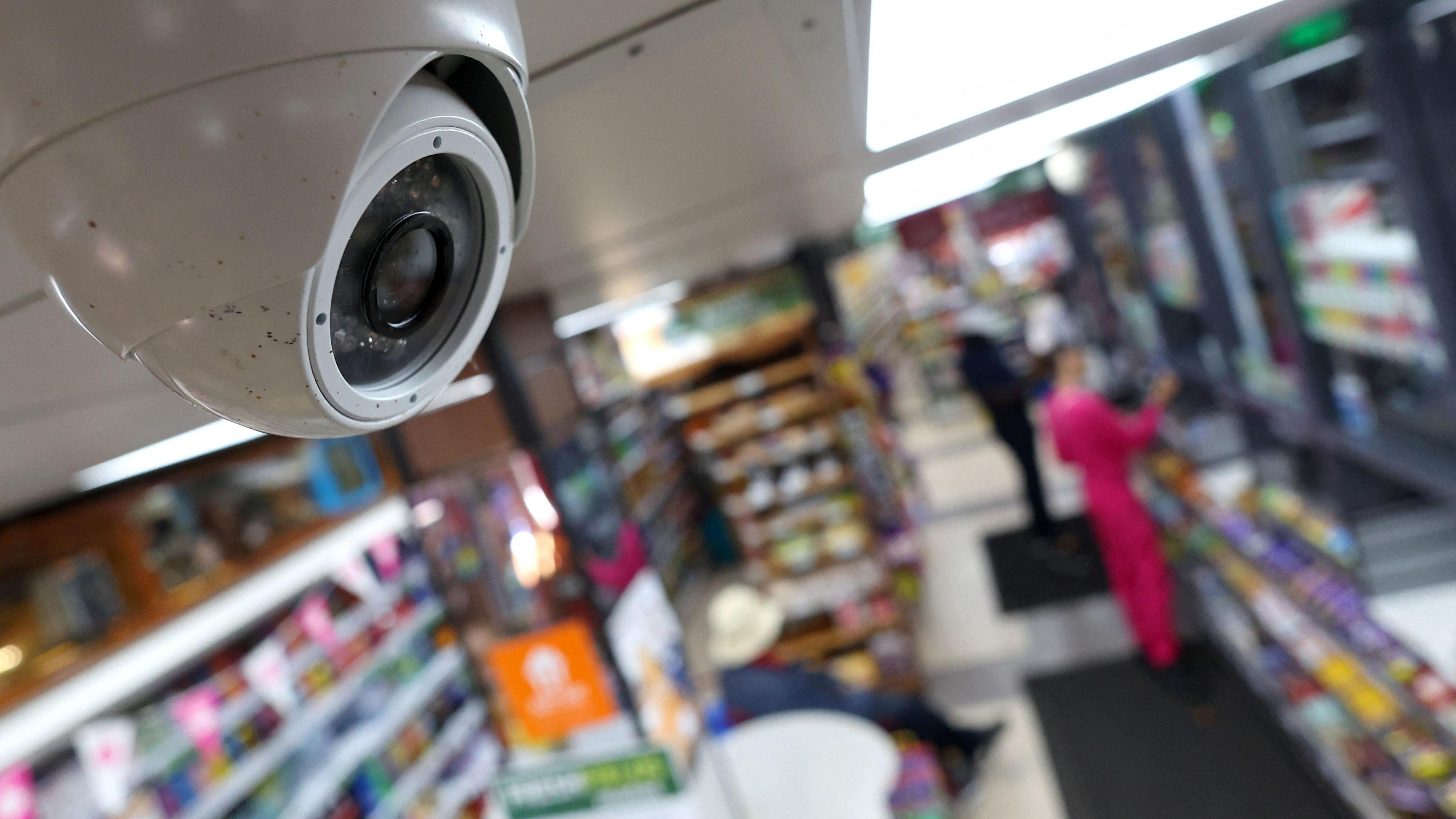 A security camera in a shop