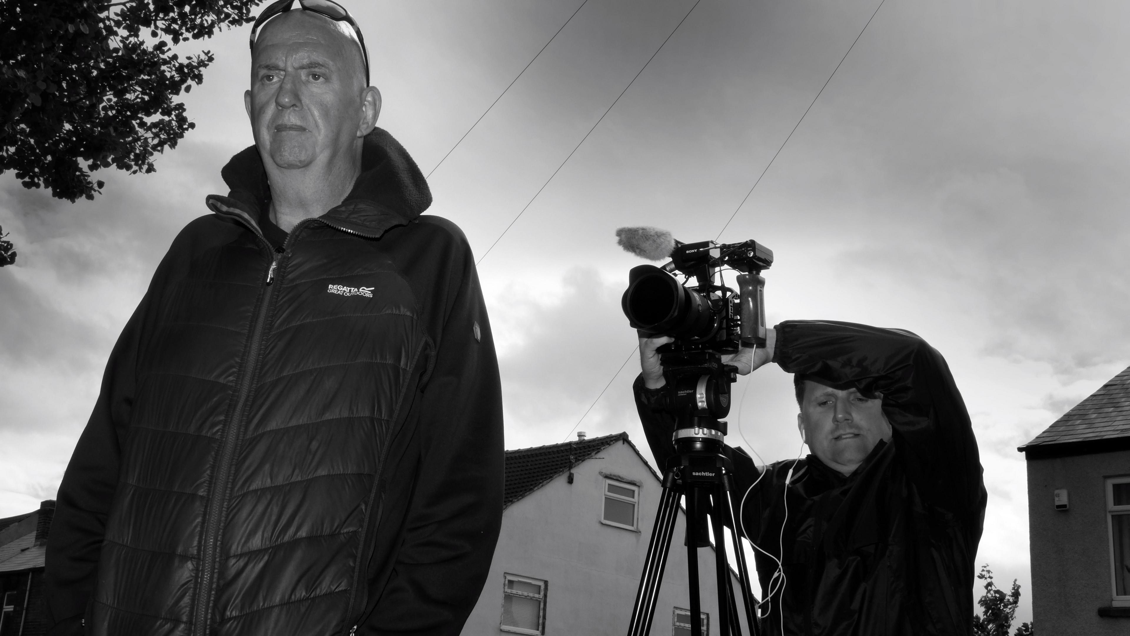 Alan Jones being filmed in Orgreave