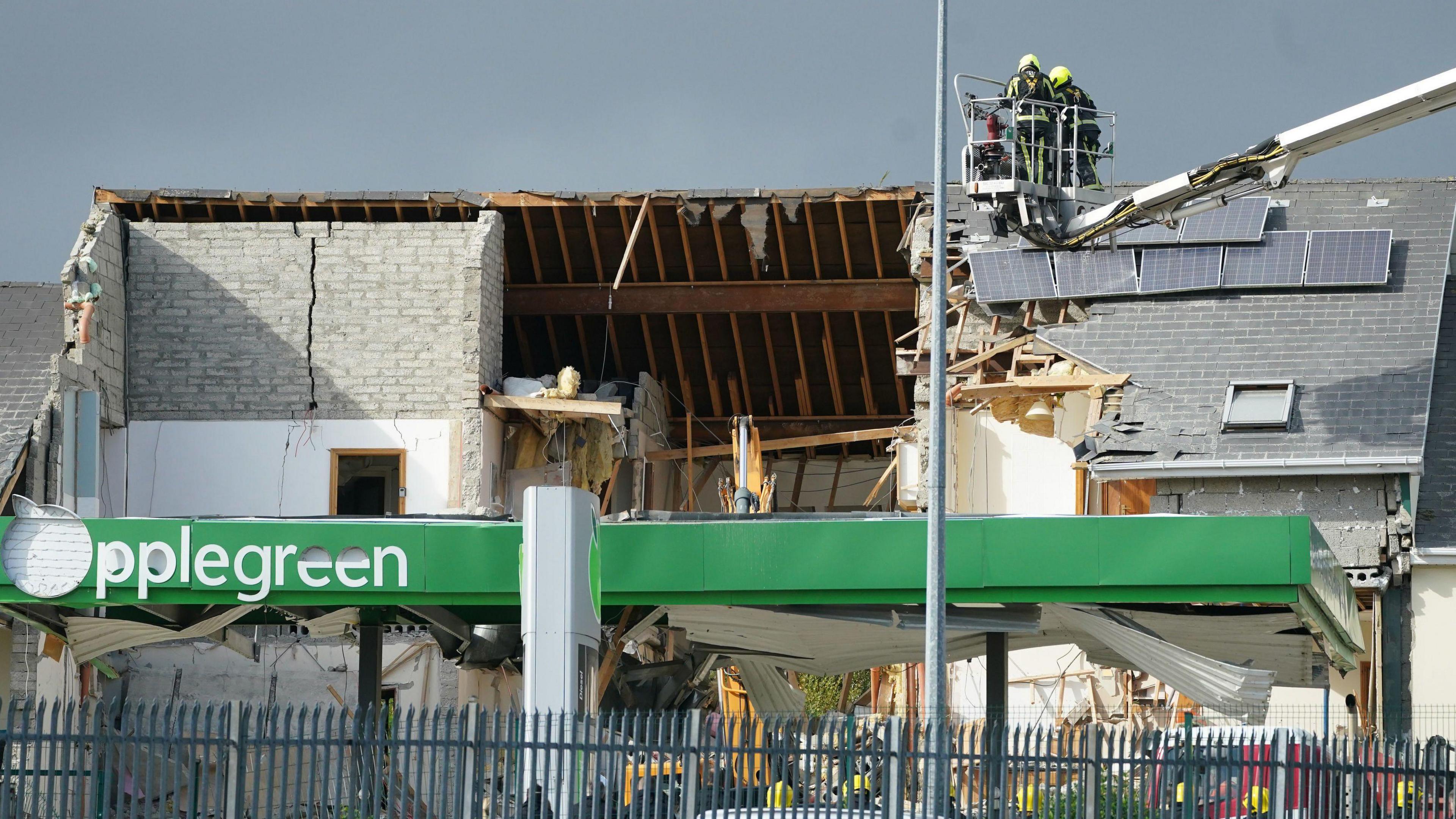 The filling station in Creeslough, County Donegal, pictured in the aftermath of the explosion on 7 October 2022.