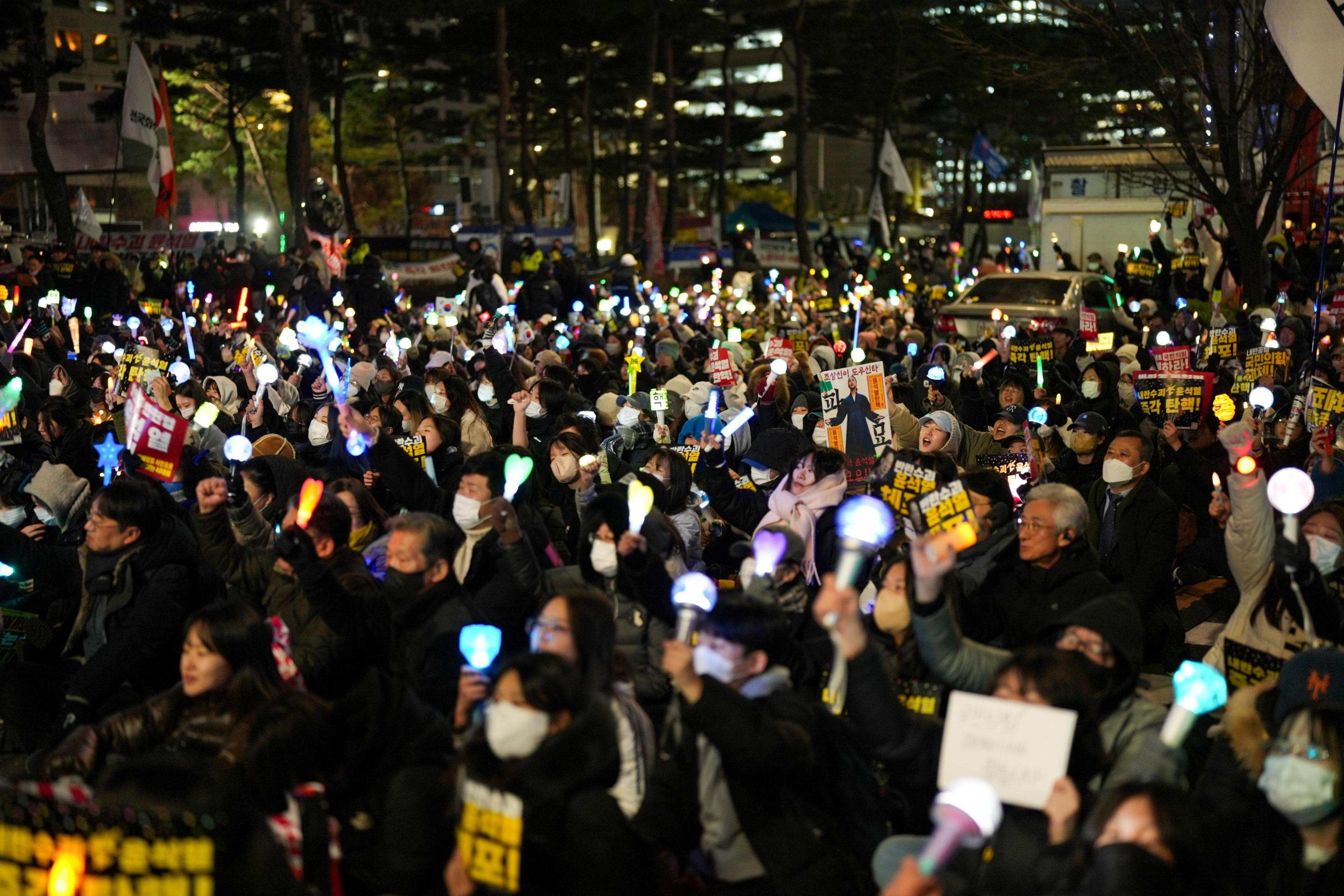 A crowd of protesters