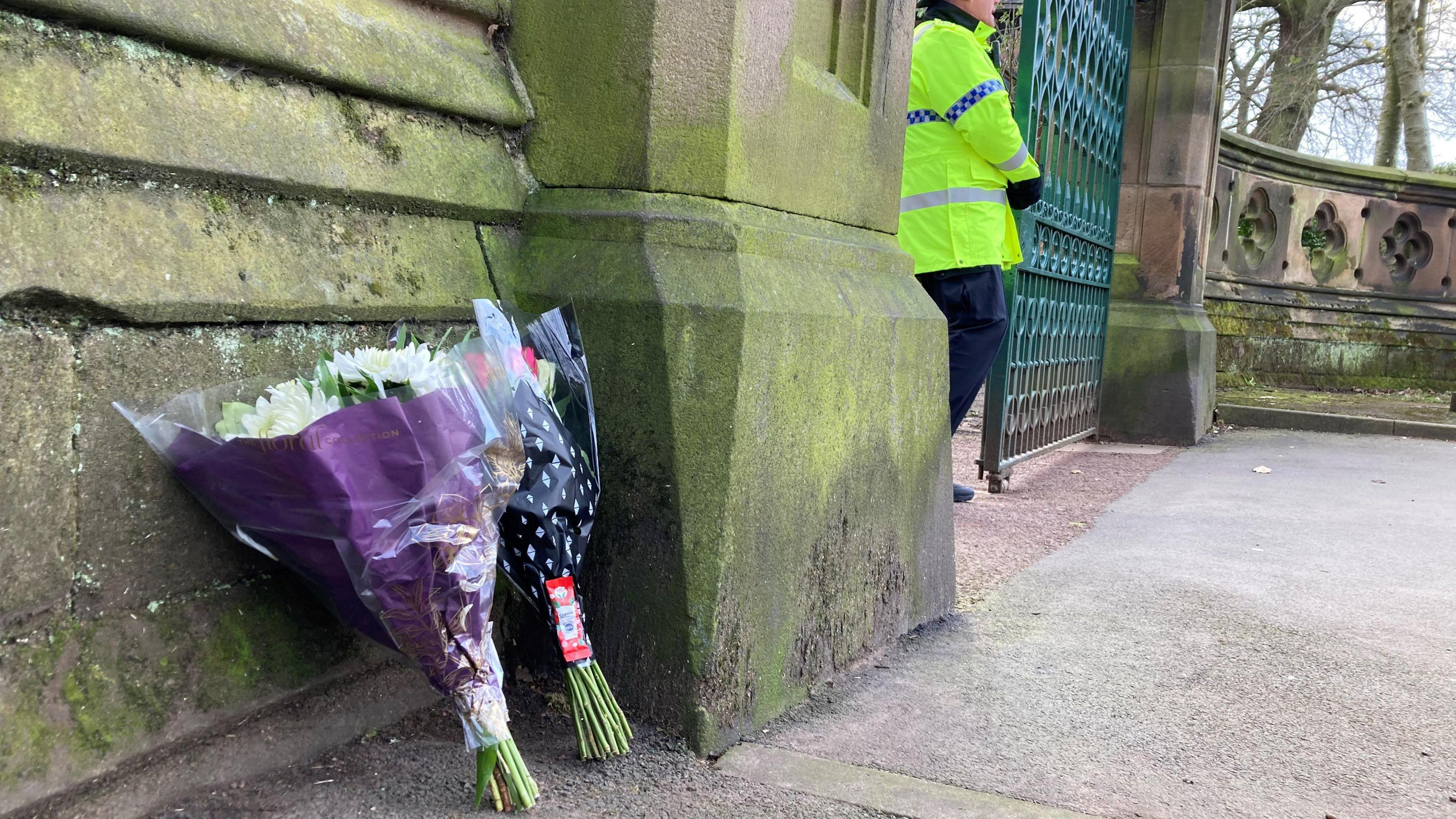 Flowers at the scene at West Park