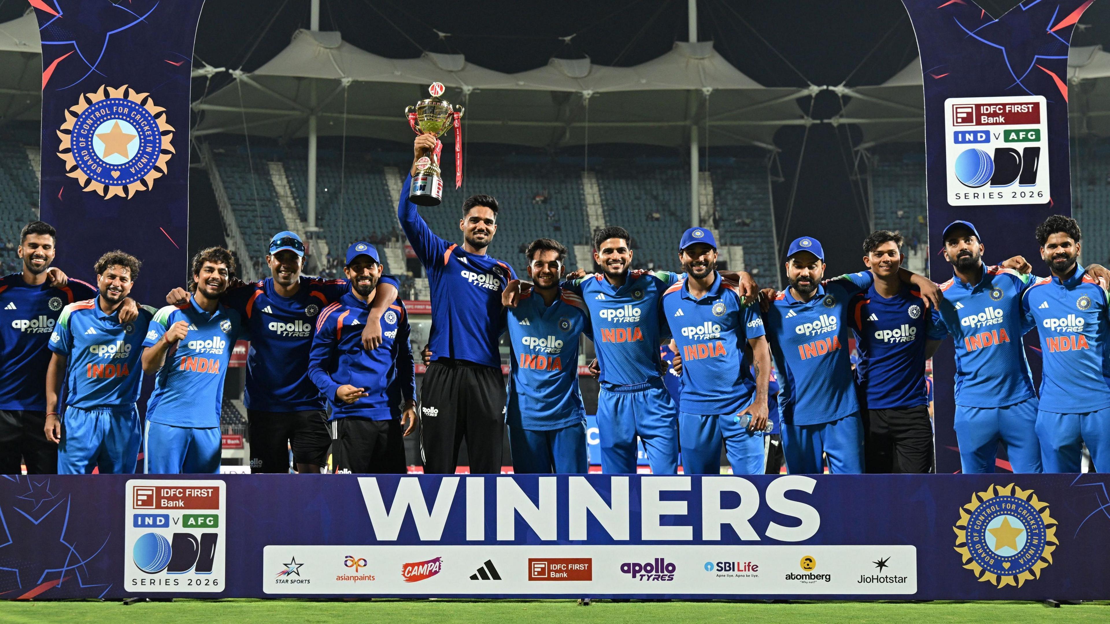 India with the ODI series trophy