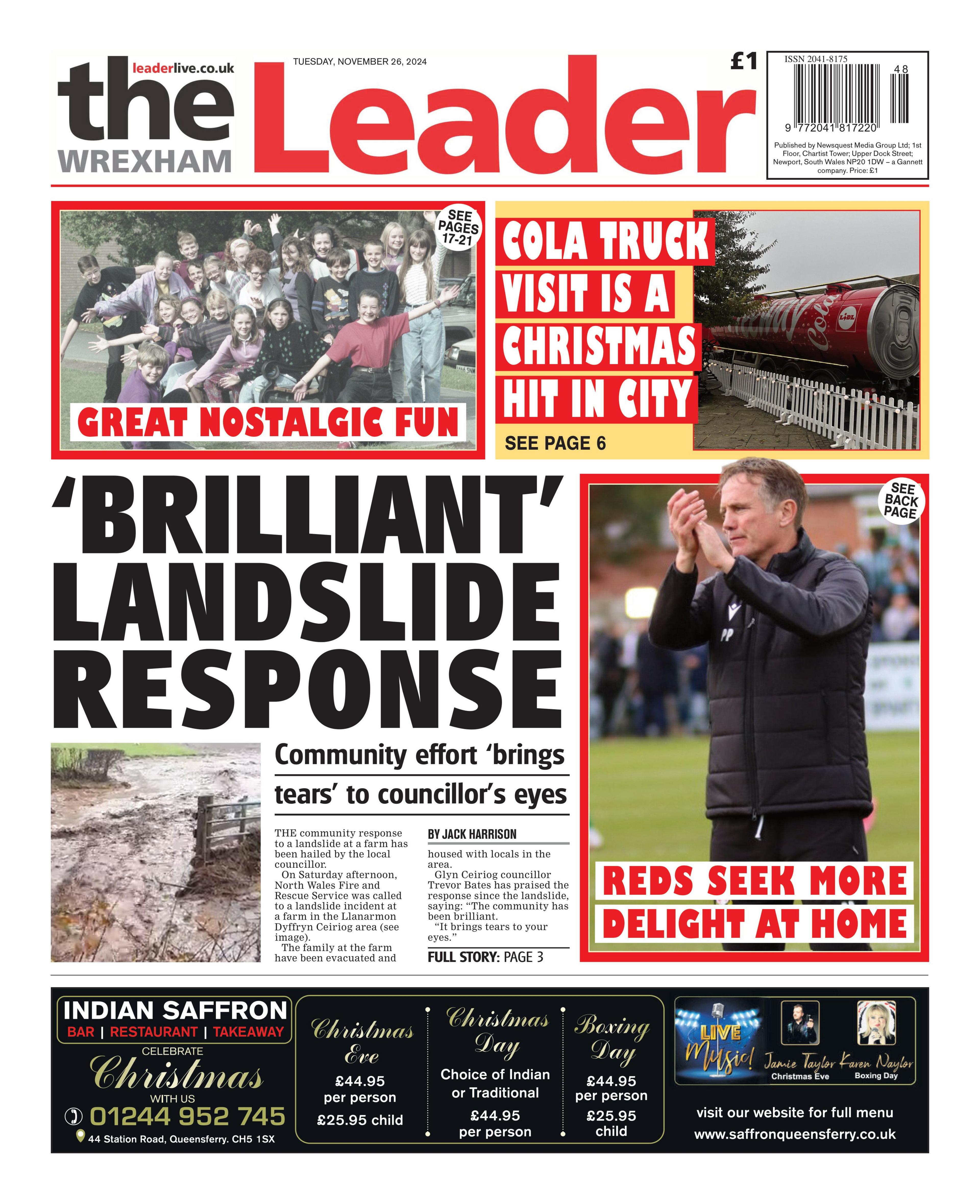 Front page of the Wrexham Leader