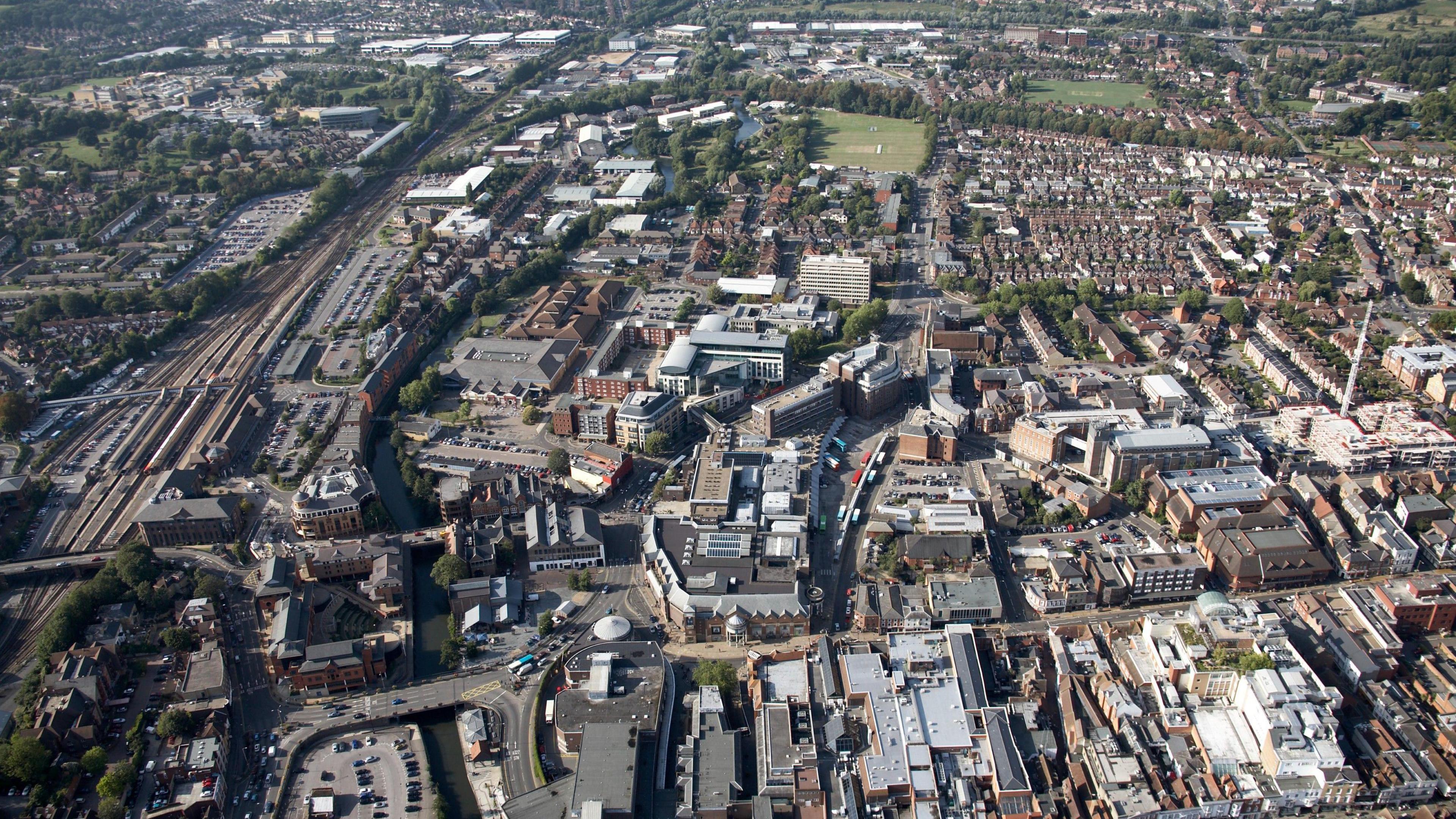 An aerial view of Guildford.