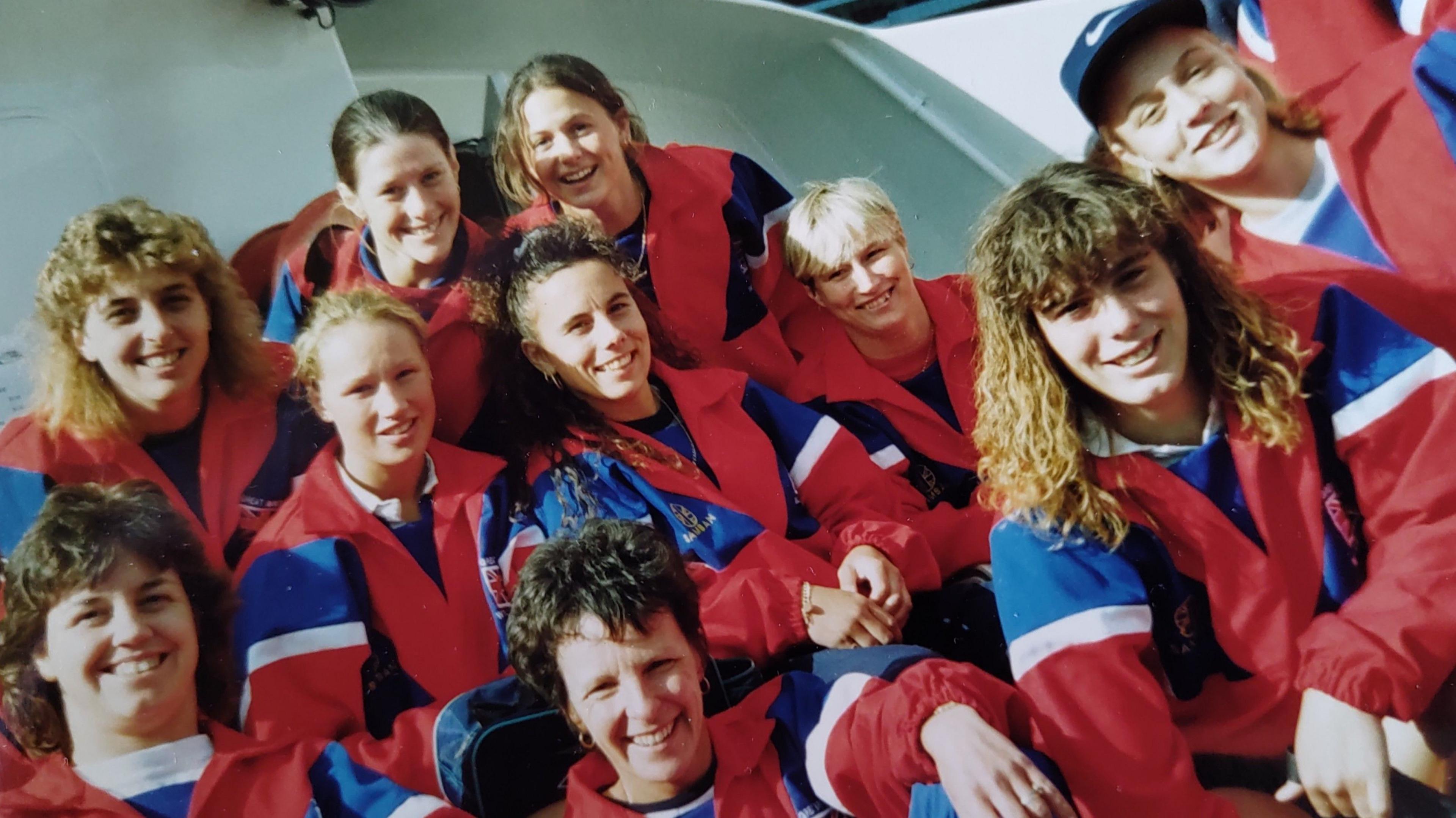 Great Britain's 1996 squad smile for a posed photograph