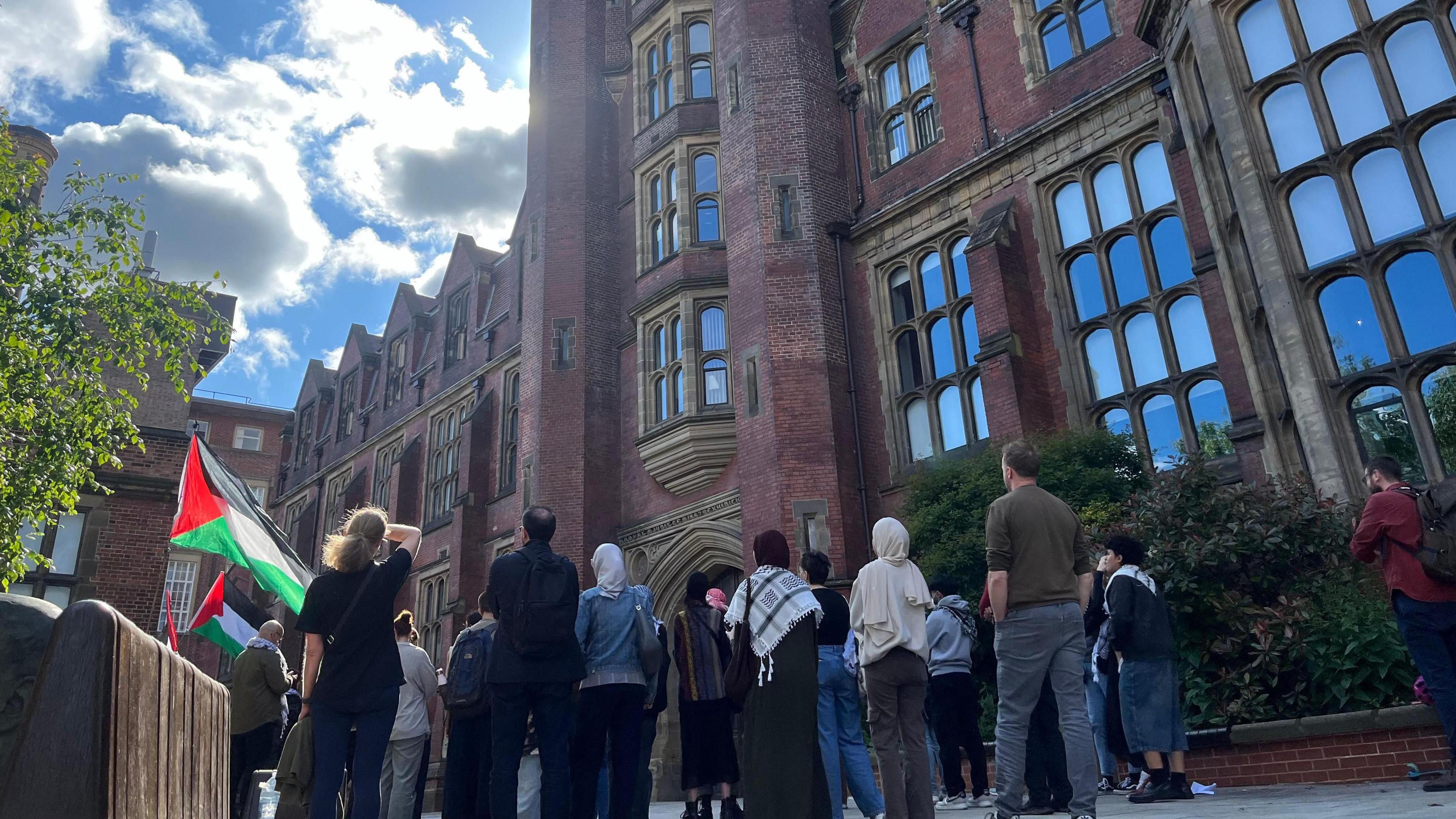 Protesters outside Newcastle University