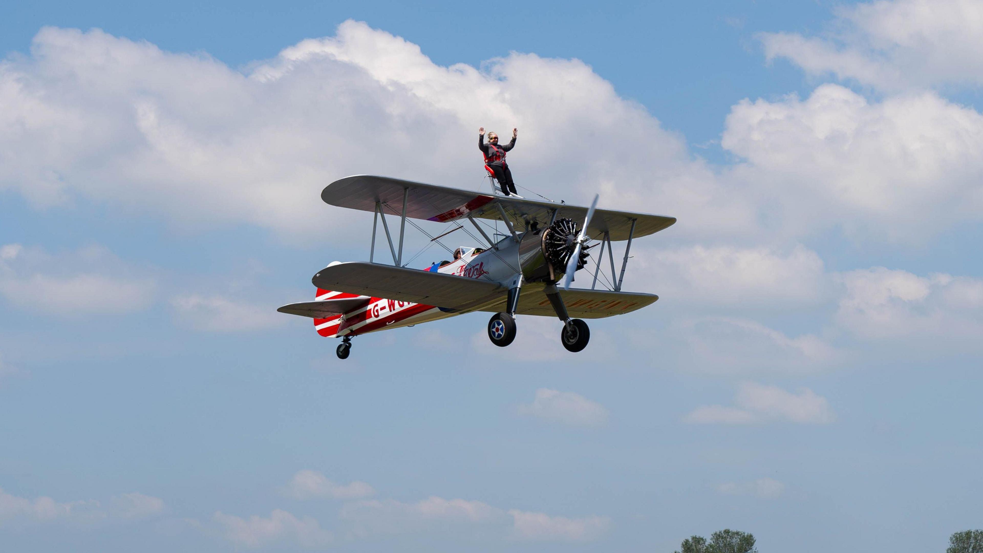 Esther Hussey doing the wing walk