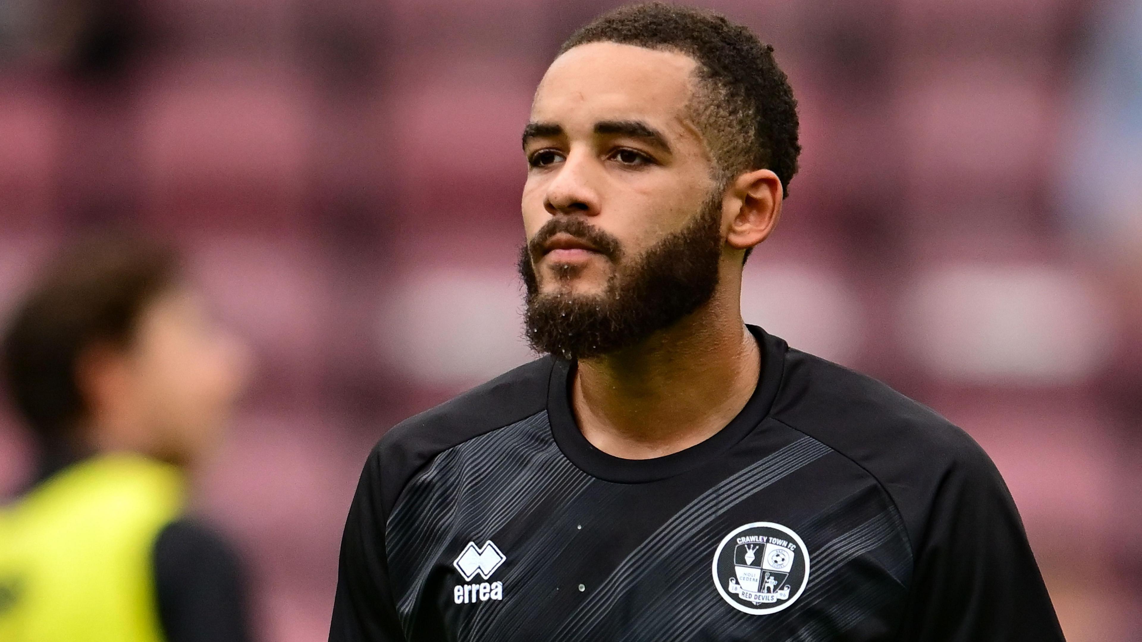 Jay Williams pictured warming up for Crawley