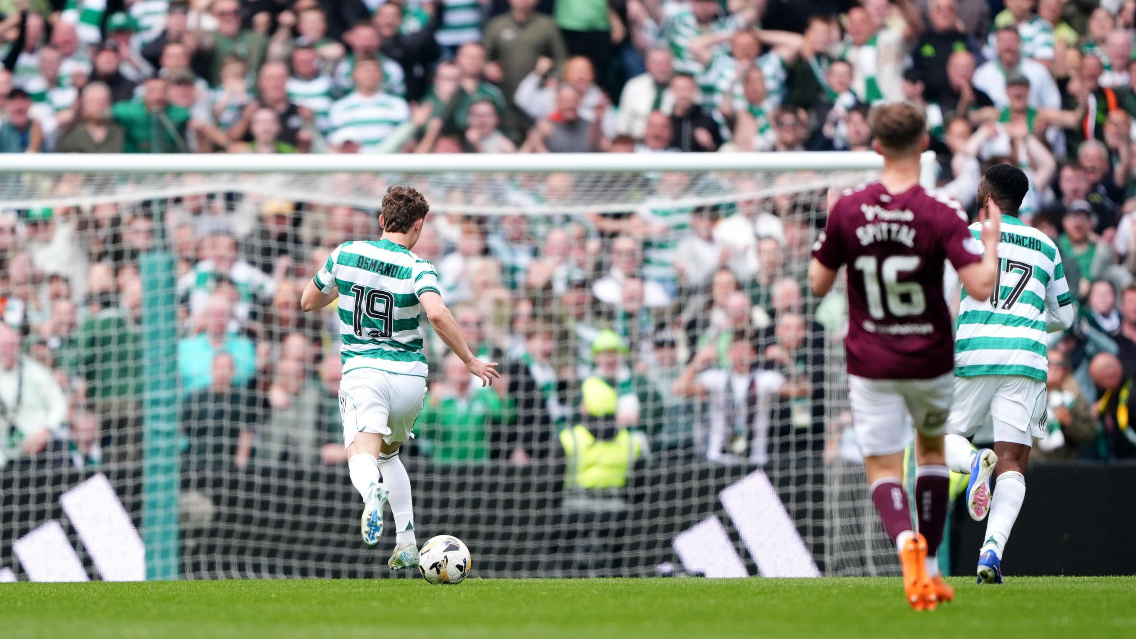 Celtic's Callum Osmand scores their third goal.