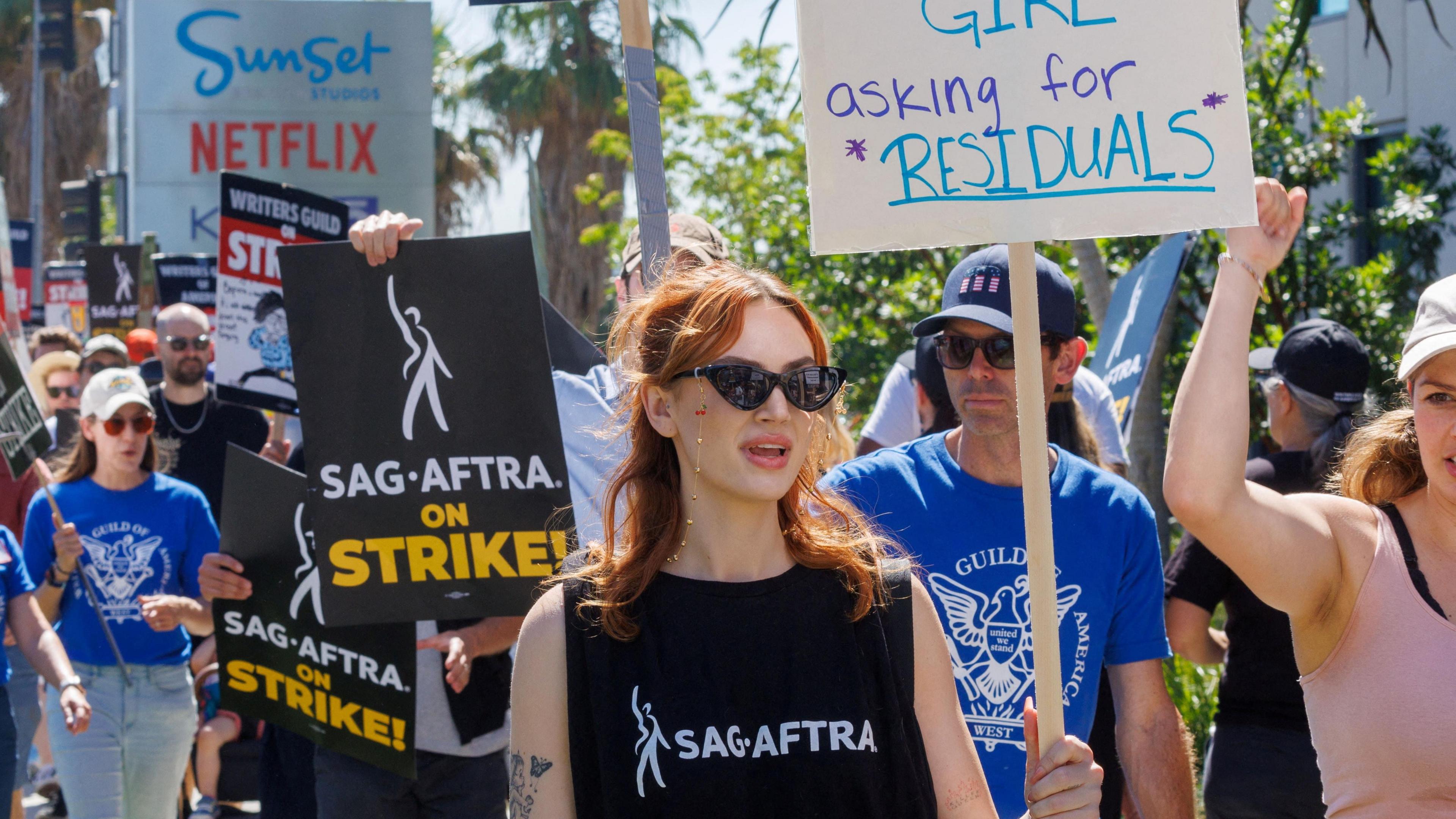 Sag-Aftra members on strike in the United States