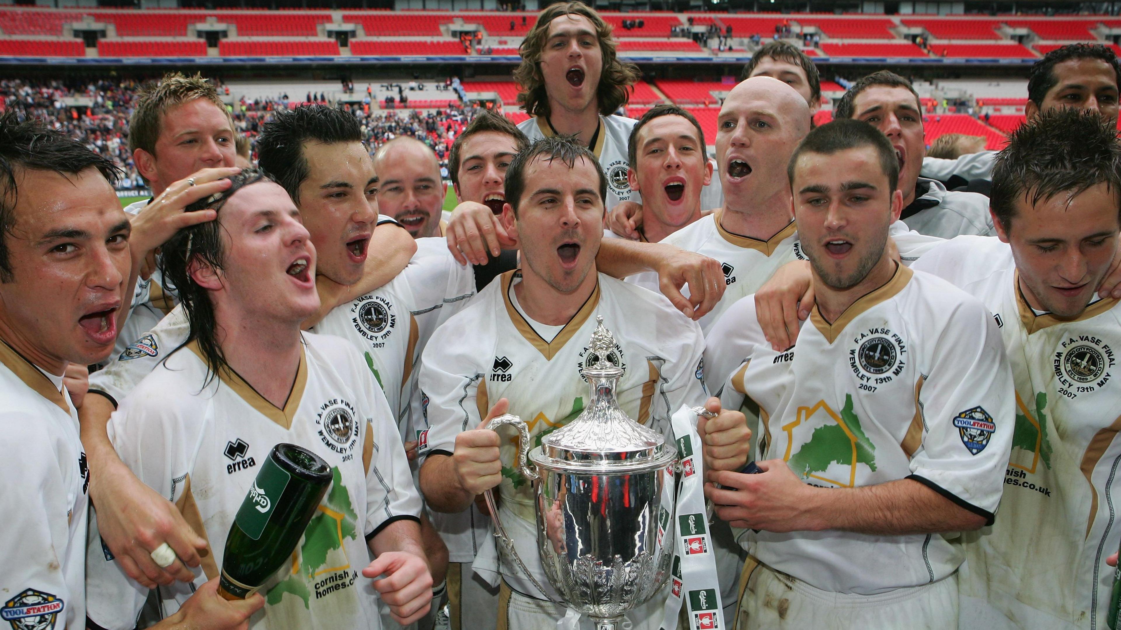 Truro City celebrate winning the FA Vase