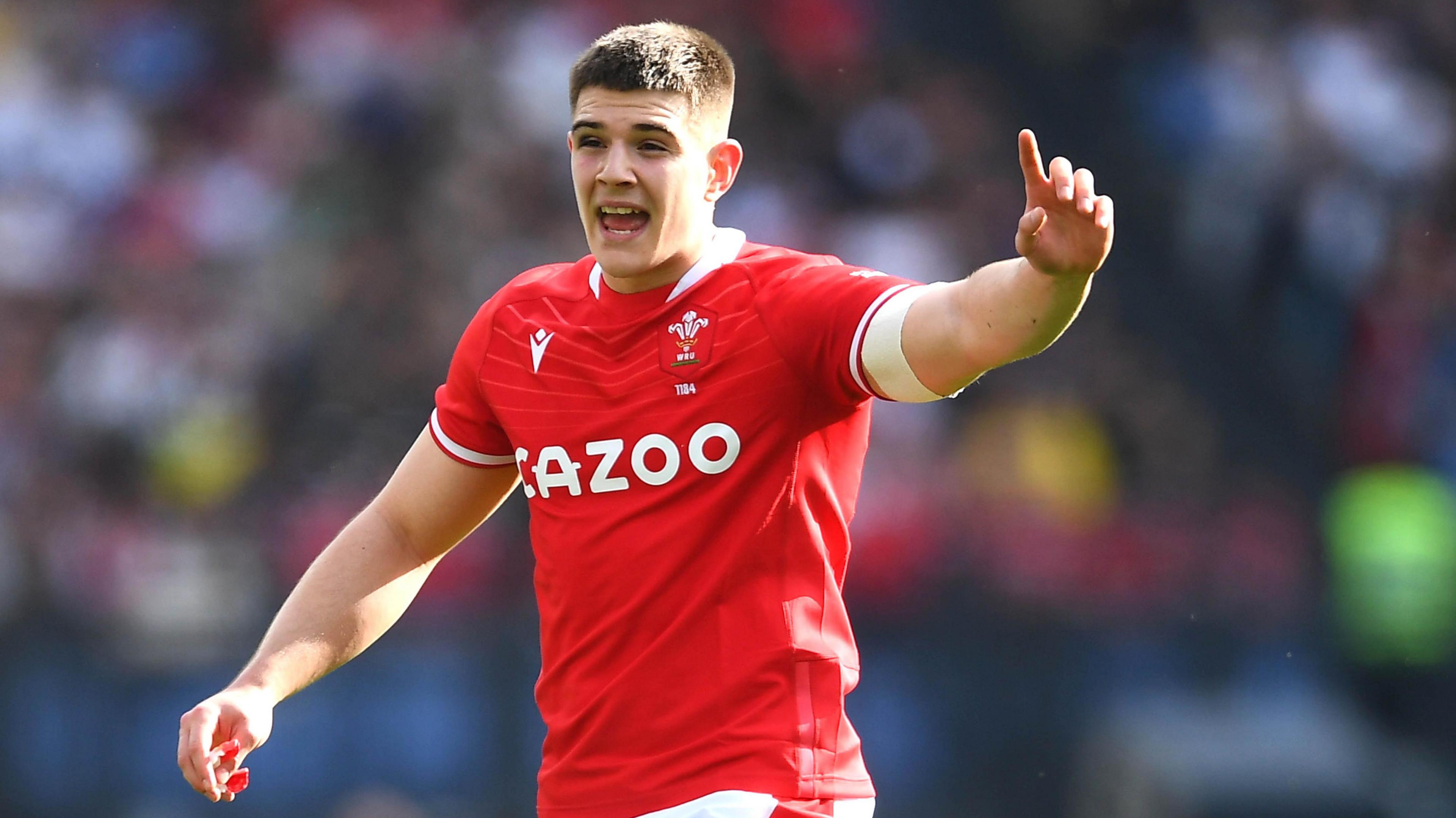 Joe Hawkins in action for Wales in the 2023 Six Nations