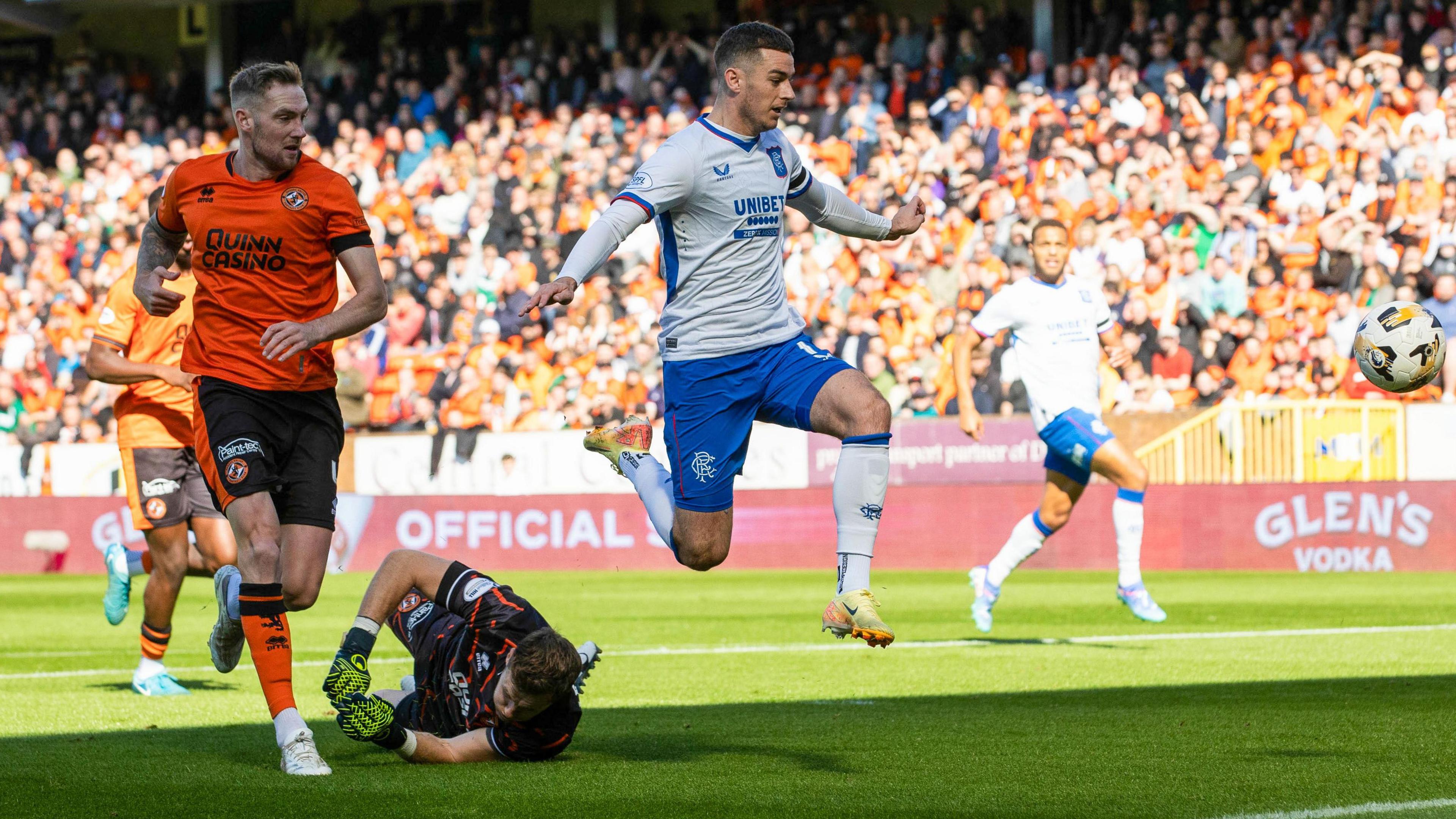 Rangers' Tom Lawrence scores against Dundee United