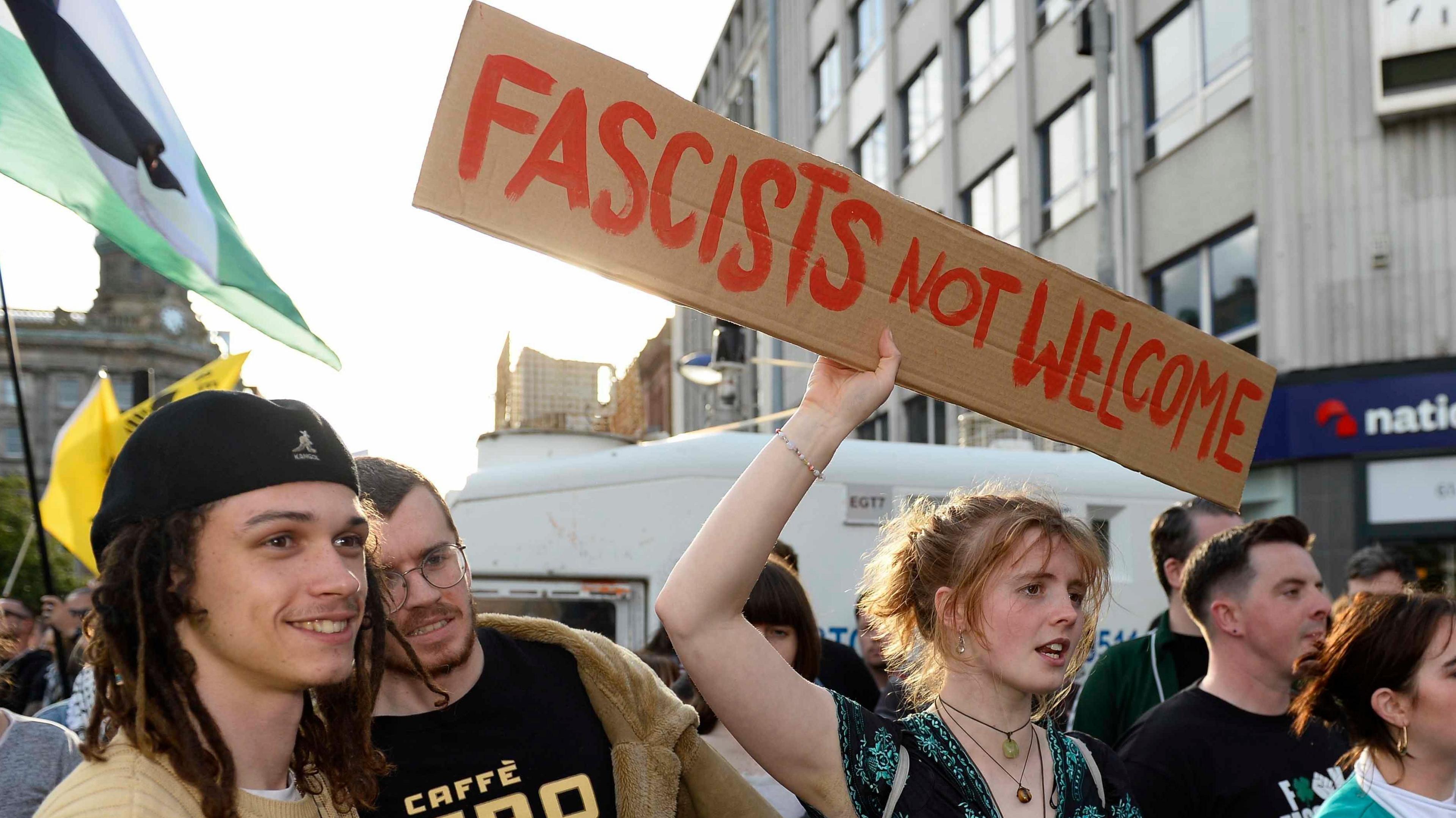 A group of young people at the 'anti-racism' rally 