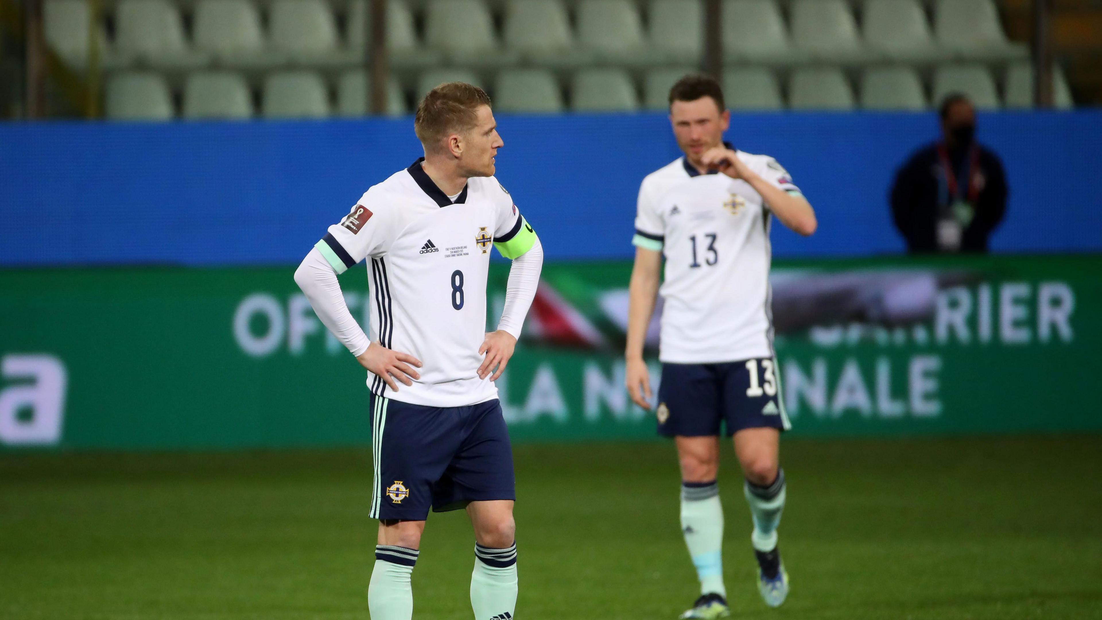 Steven Davis and Corry Evans playing for Northern Ireland