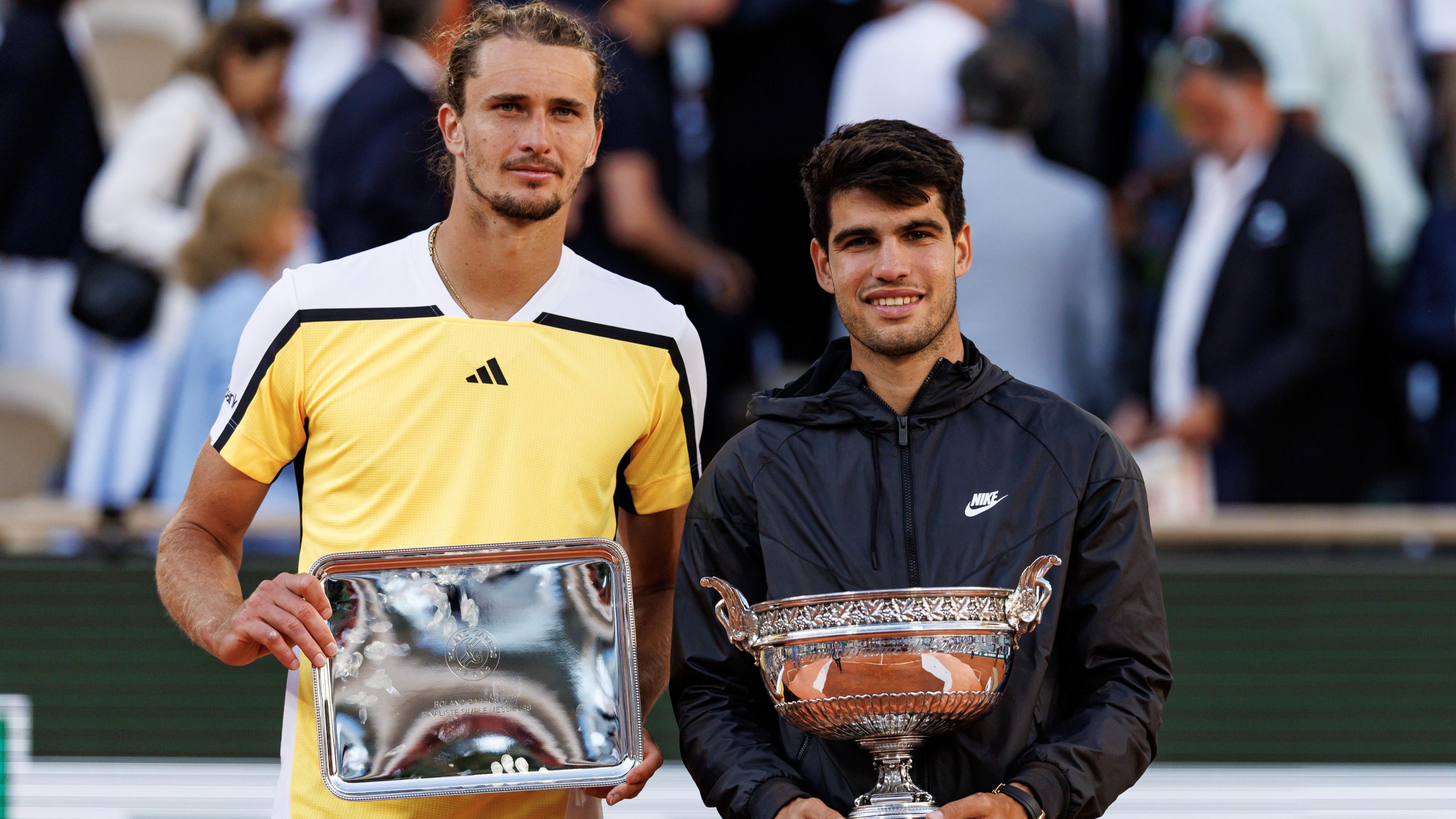 Alexander Zverev and Carlos Alcaraz at the 2024 French Open