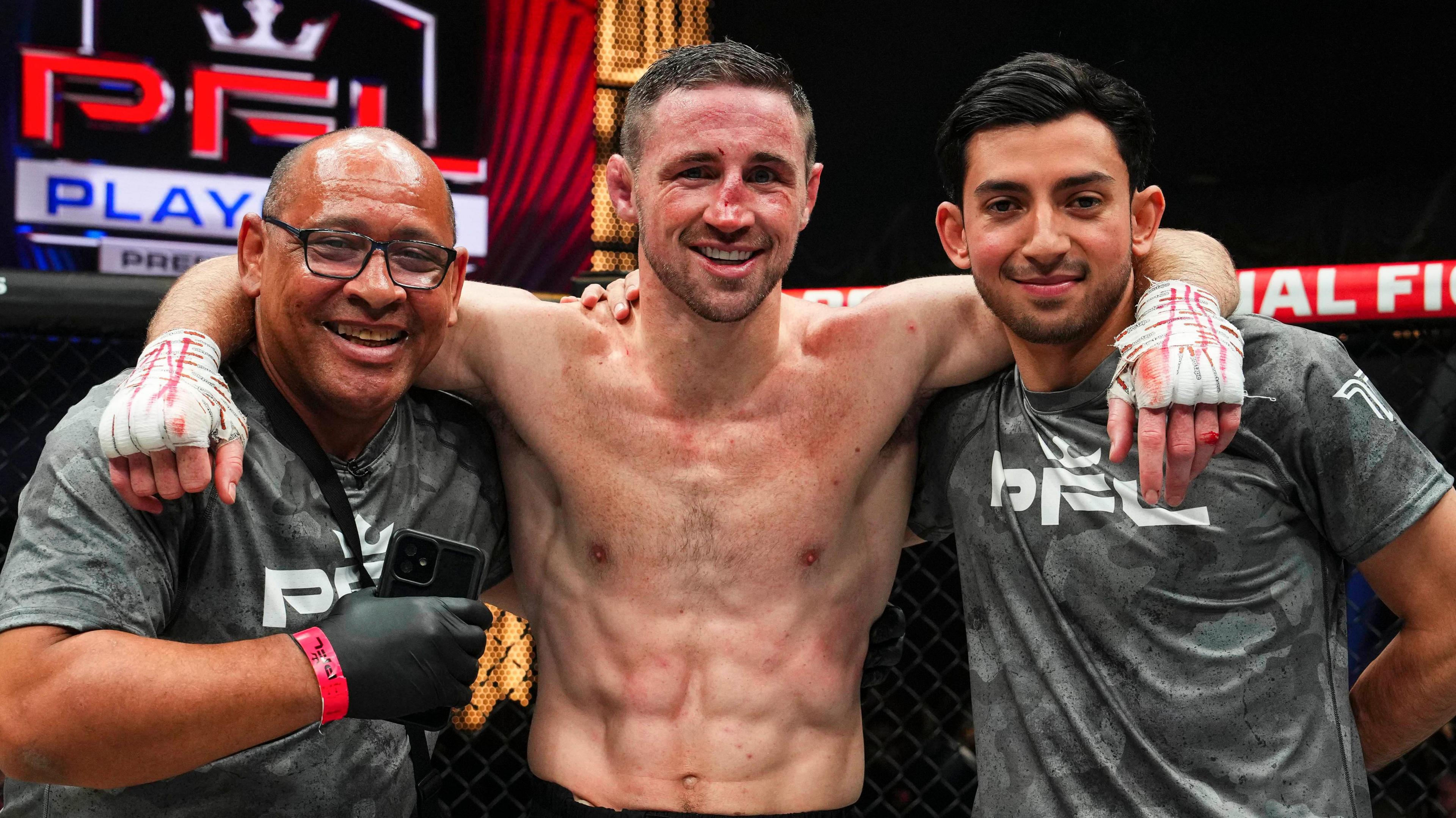 Brendan Loughnane celebrates his win over Kai Kamaka III at the 2024 PFL Play-off semi-finals in Washington DC