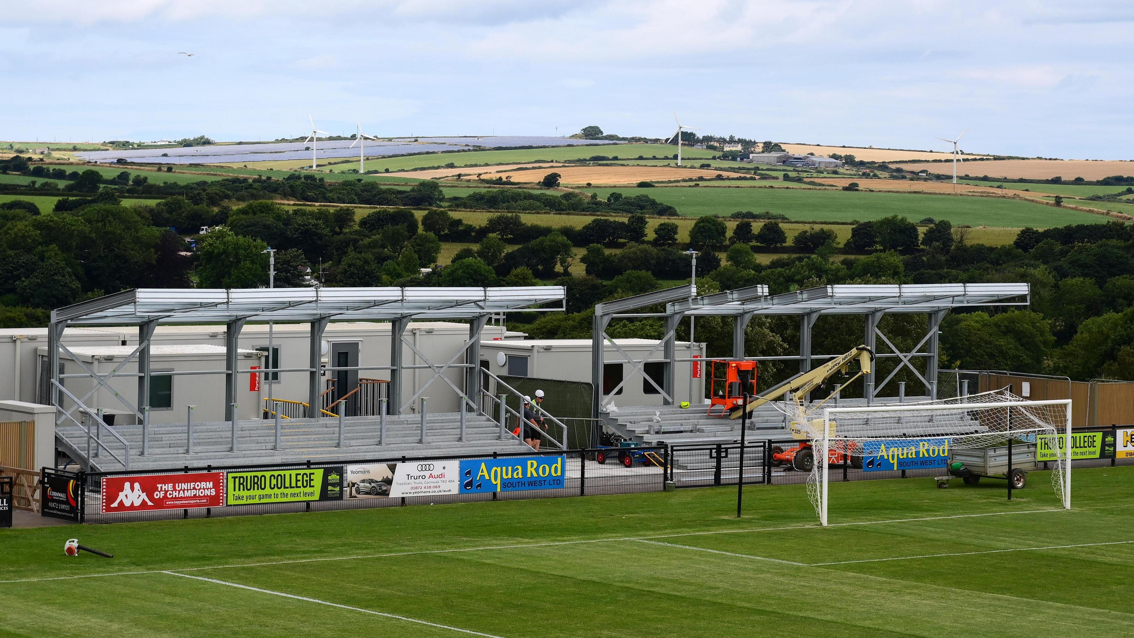 Building work on one end of the Truro Community Stadium