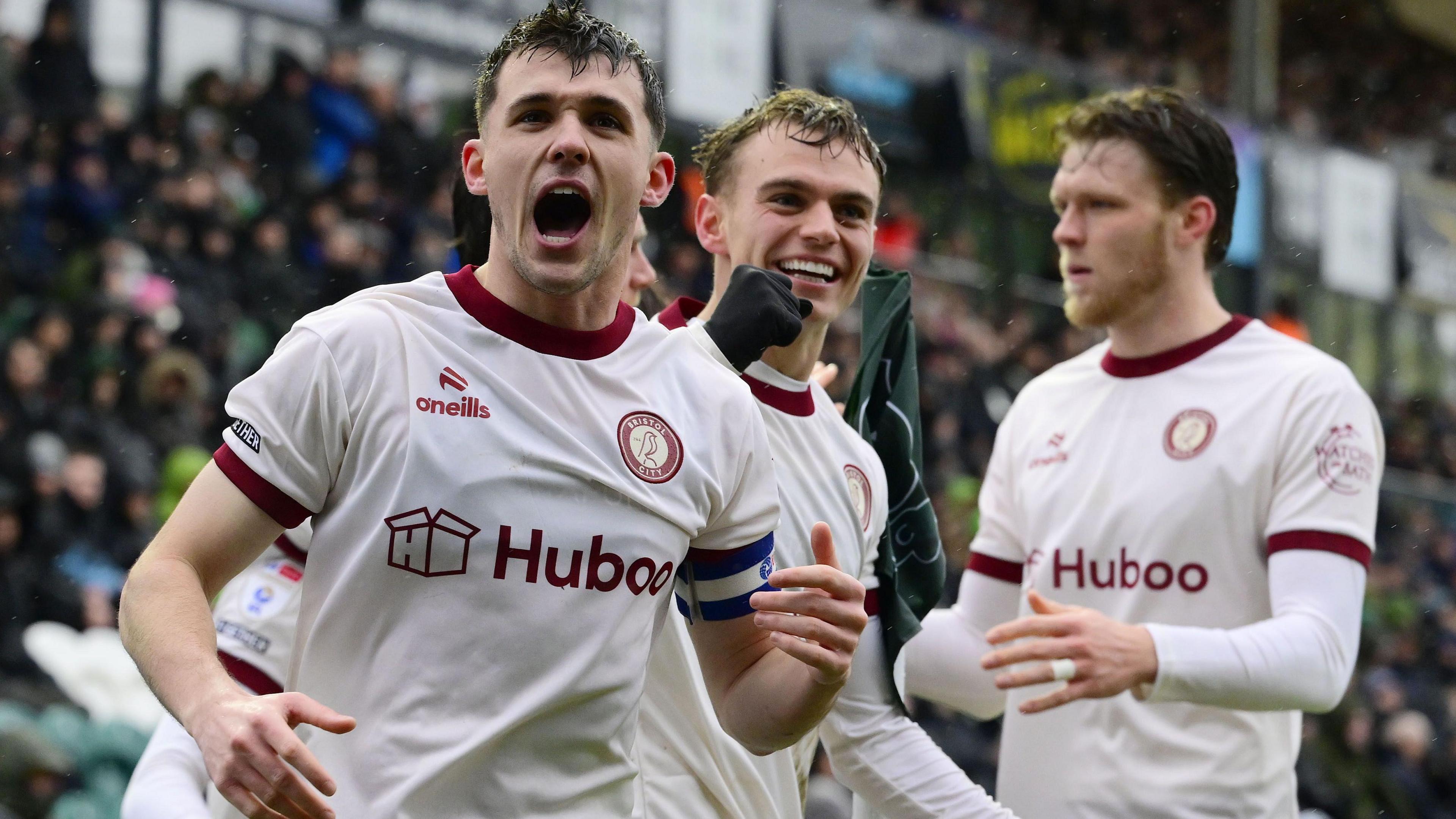 Jason Knight celebrates his second goal of the season for Bristol City