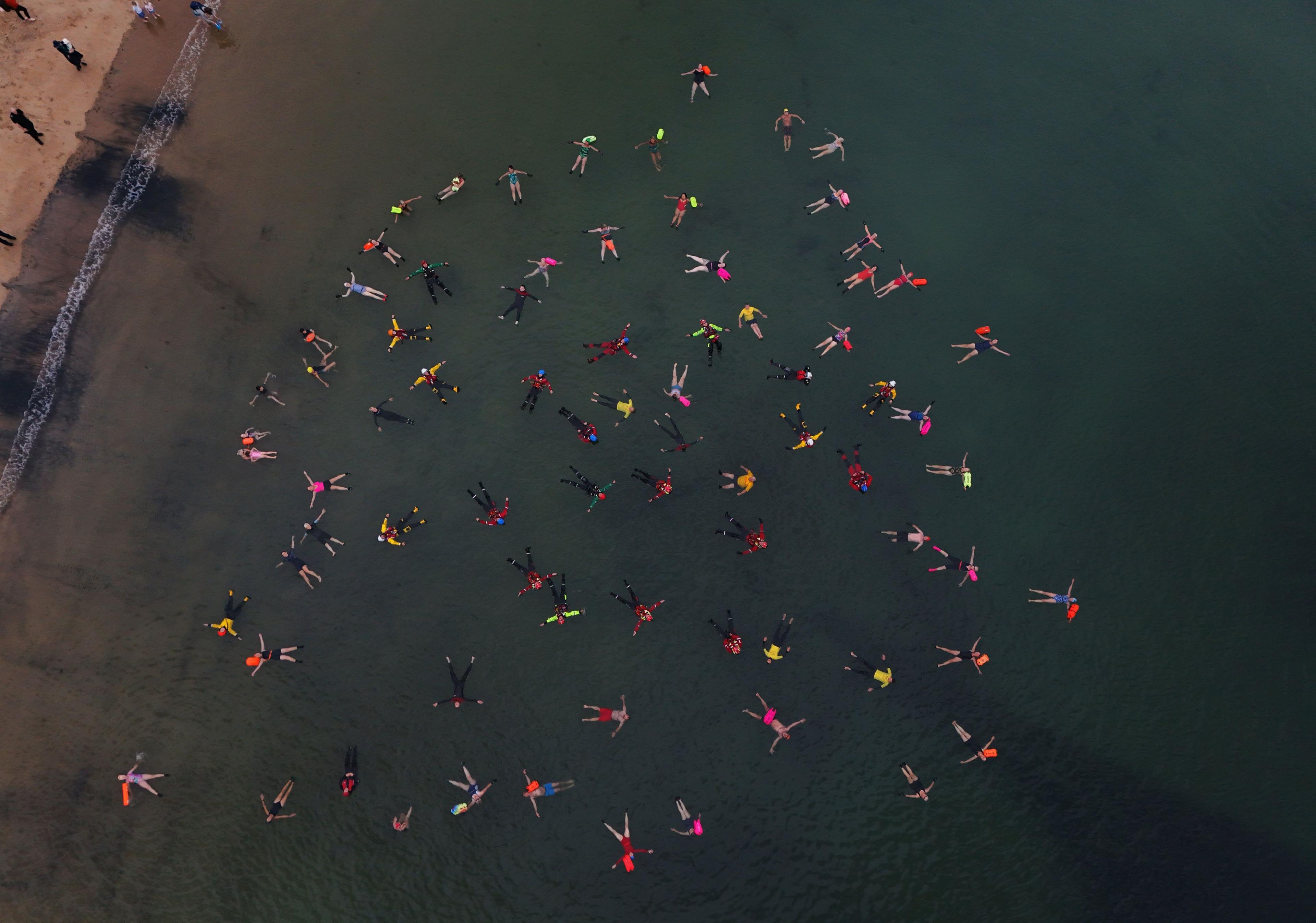 swimmers floating
