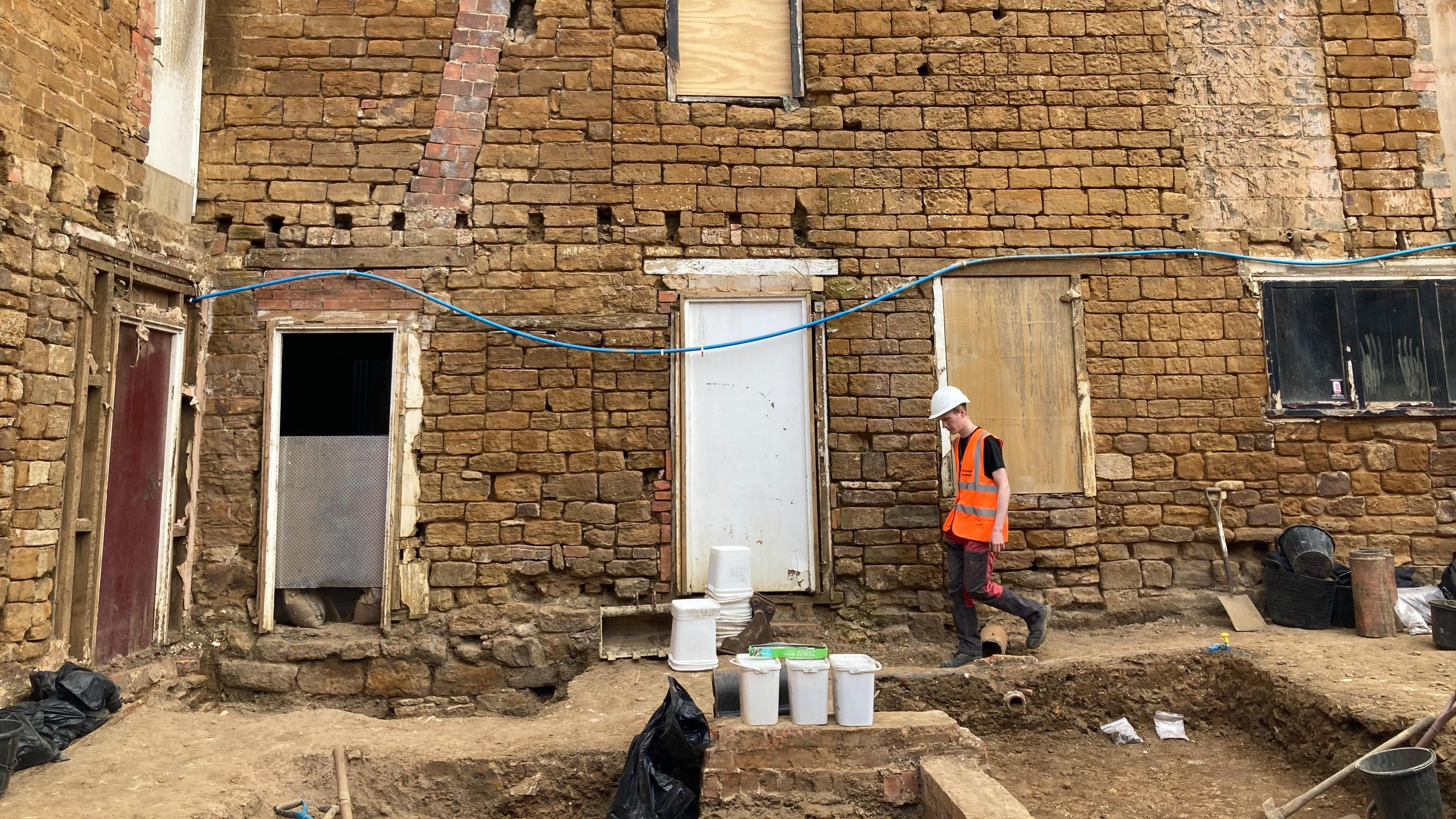 Archaeological dig taking place at the Old Black Lion, in Northampton