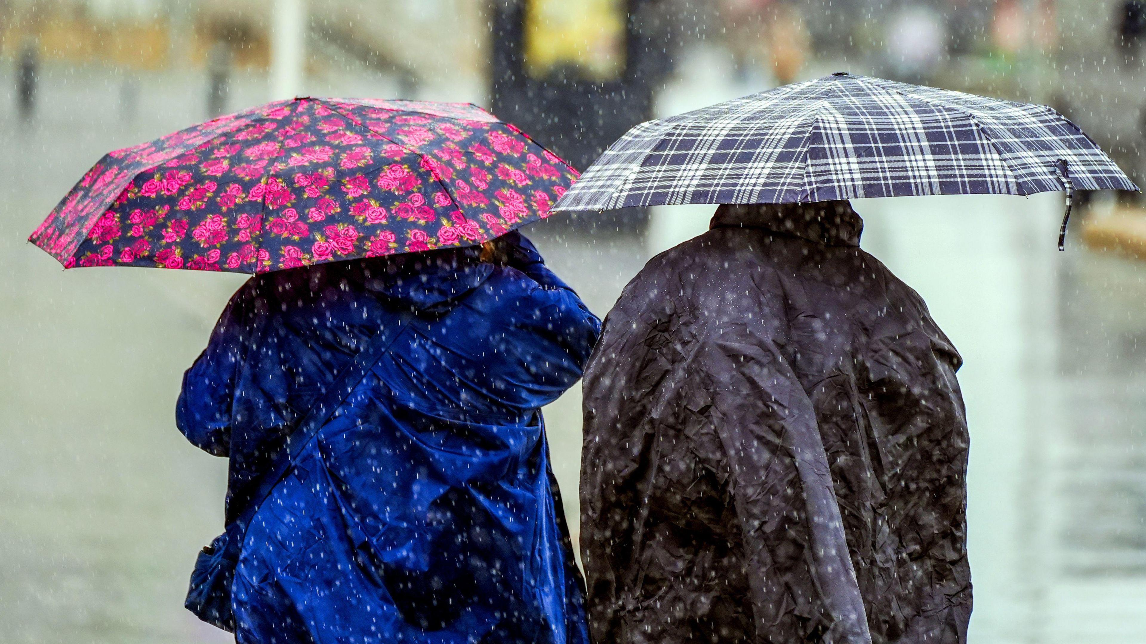 People in the rain