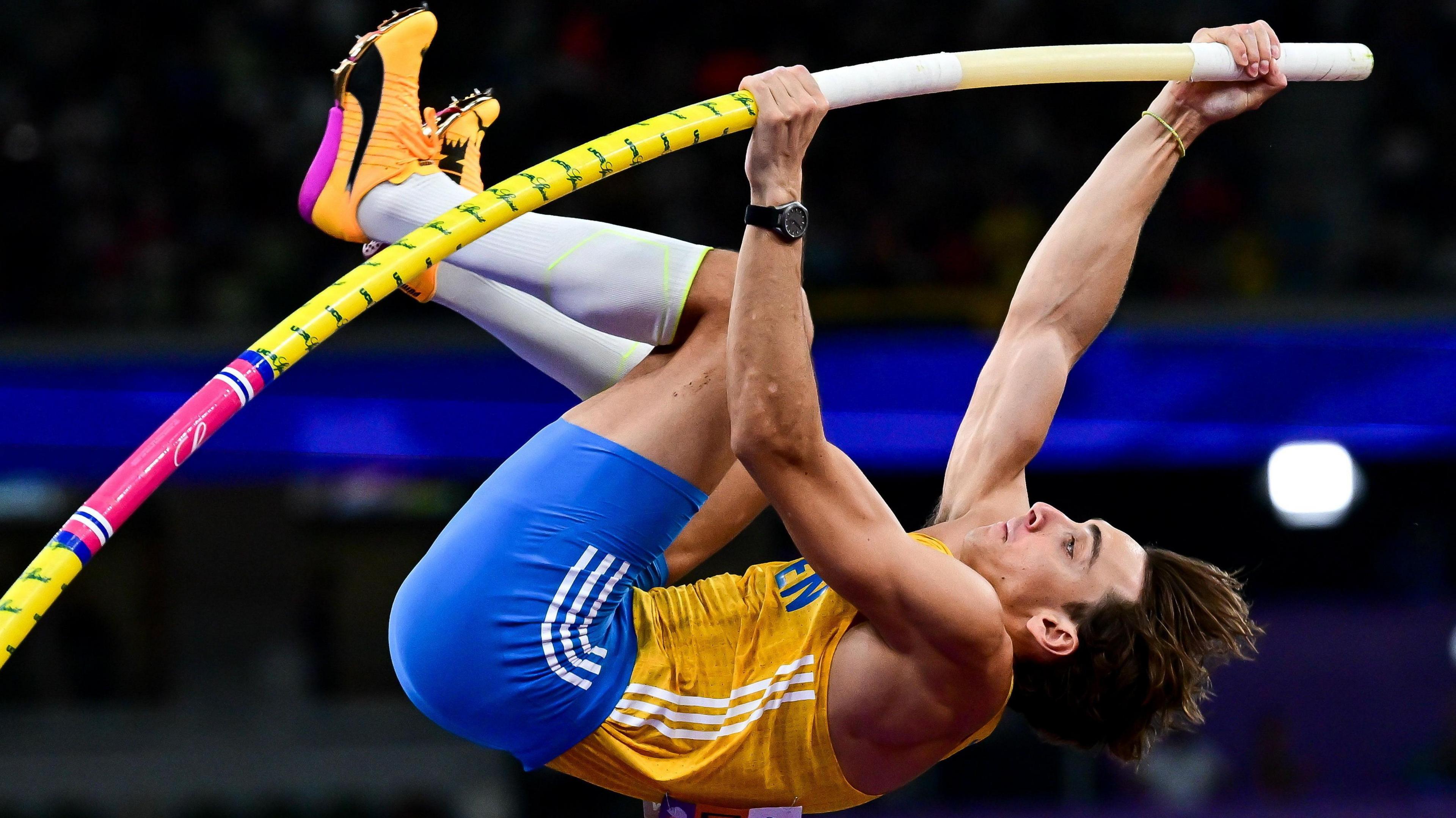 Armand Duplantis of Sweden in action during the Men's Pole Vault final at the World Athletics Championships 2025 in Tokyo.