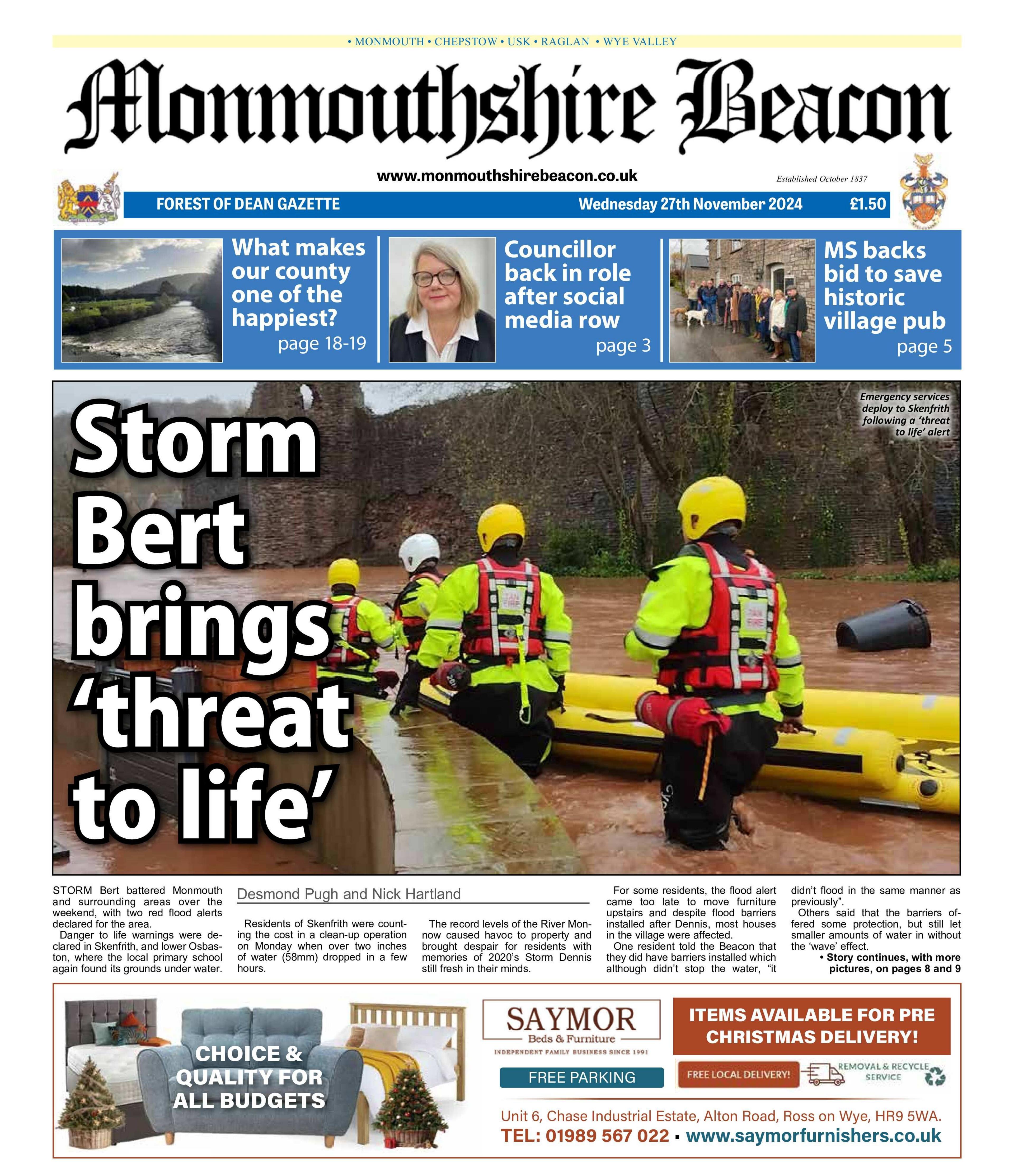 Front page of the Monmouthshire Beacon