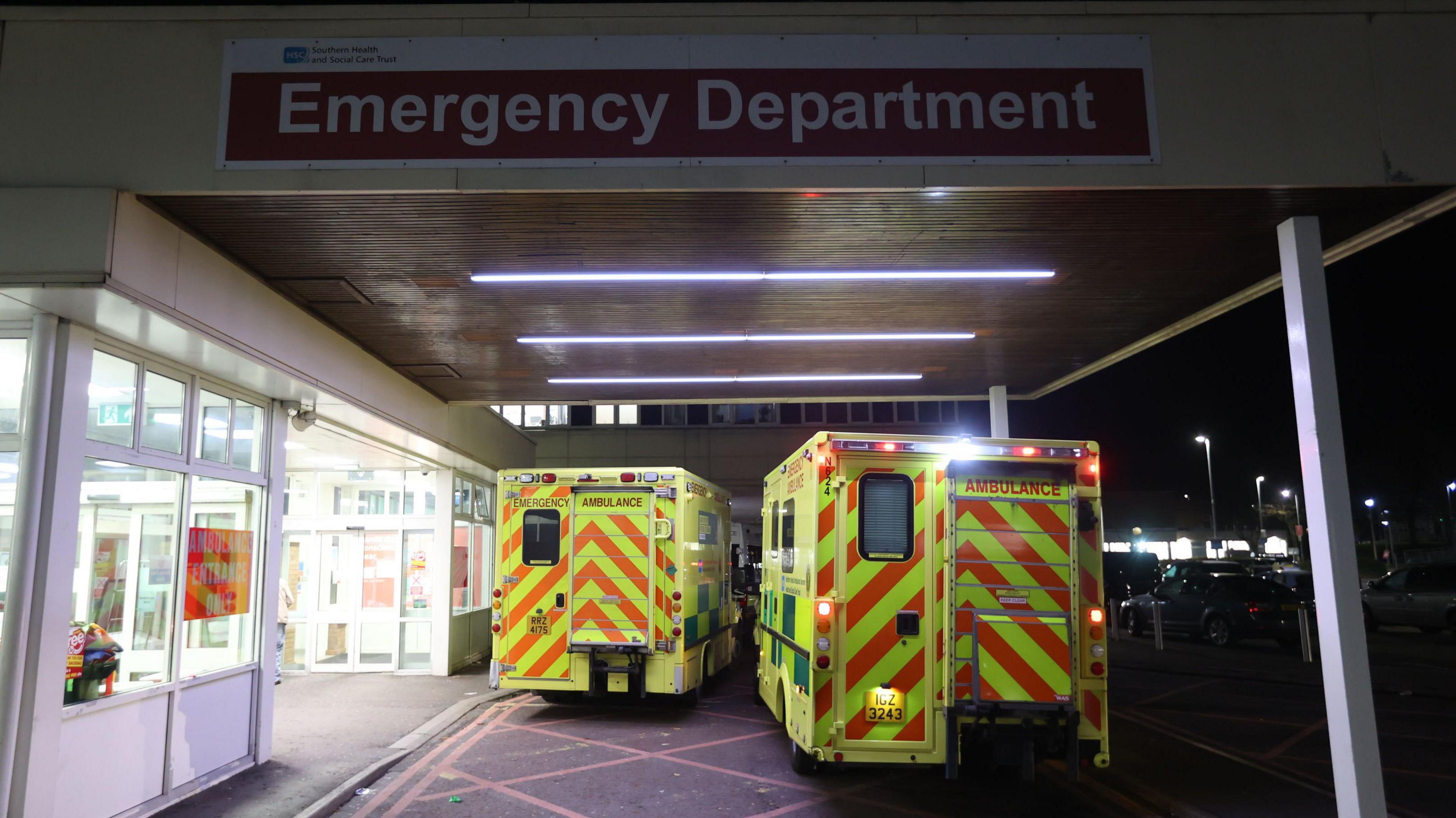 Two ambulances outside A&E