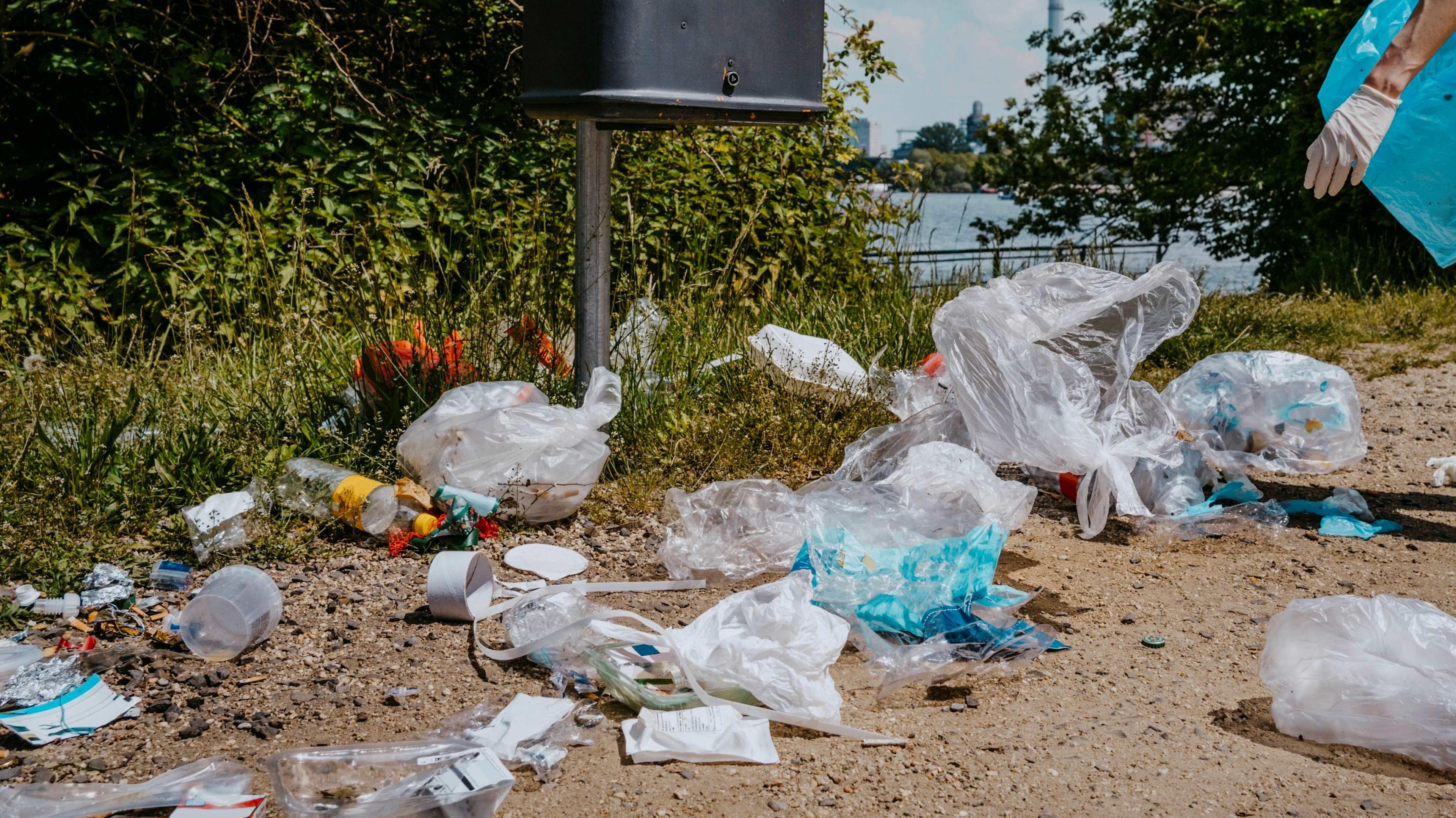 Generic image of litter on the ground at a park