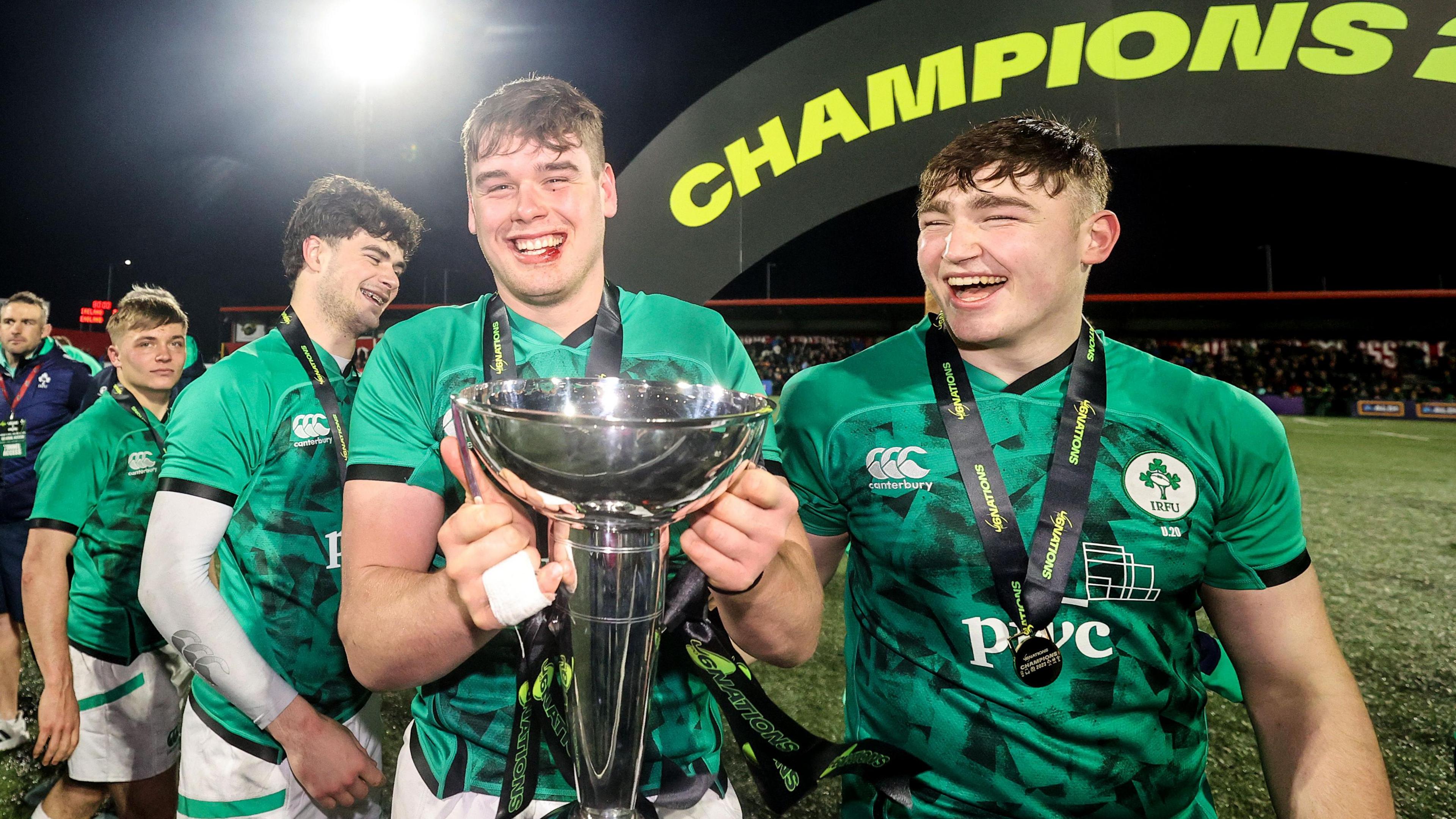 James McNabney with the Six Nations trophy when playing for the Ireland Under-20s