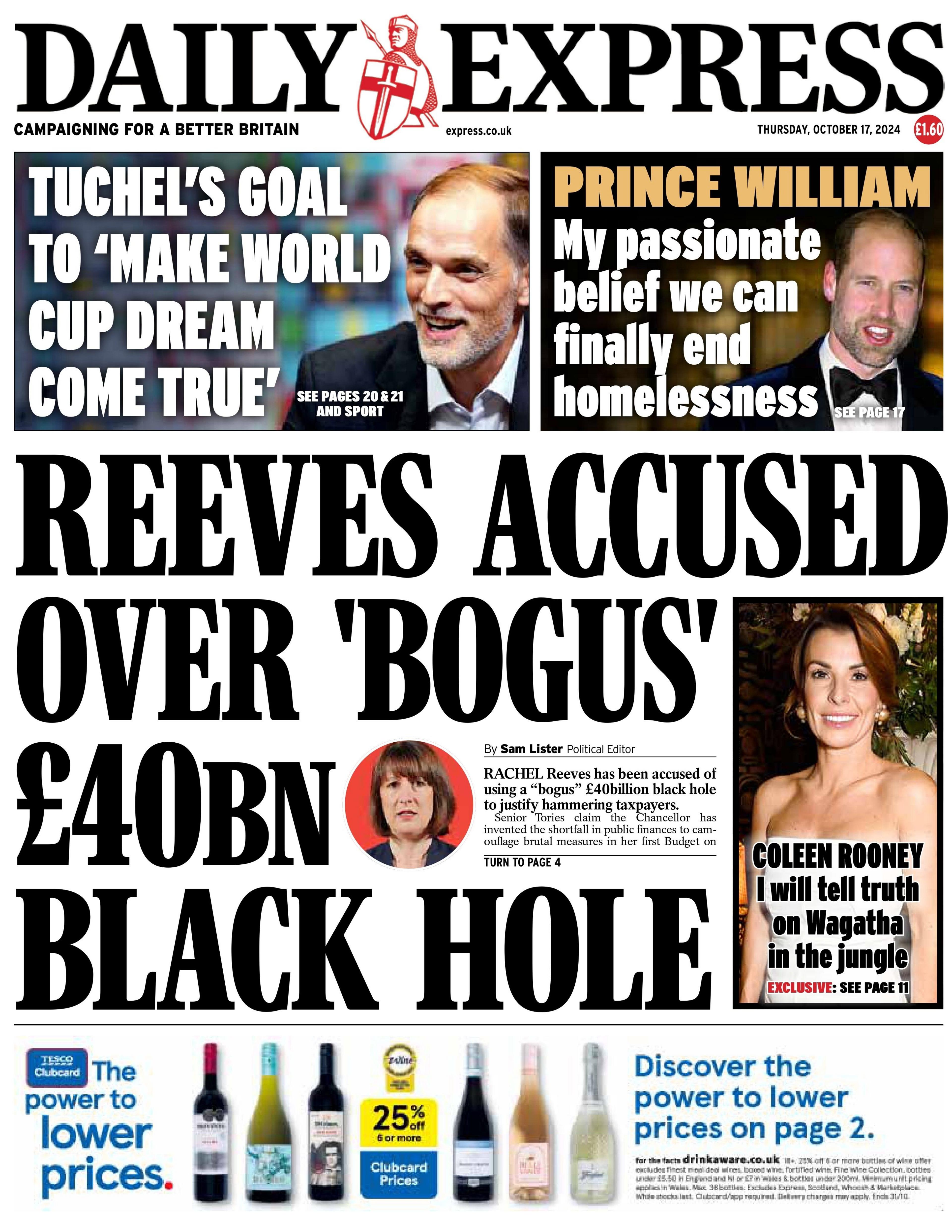 The Papers: ‘Bogus £40bn black hole’ and ‘Tuchel takes hotseat’