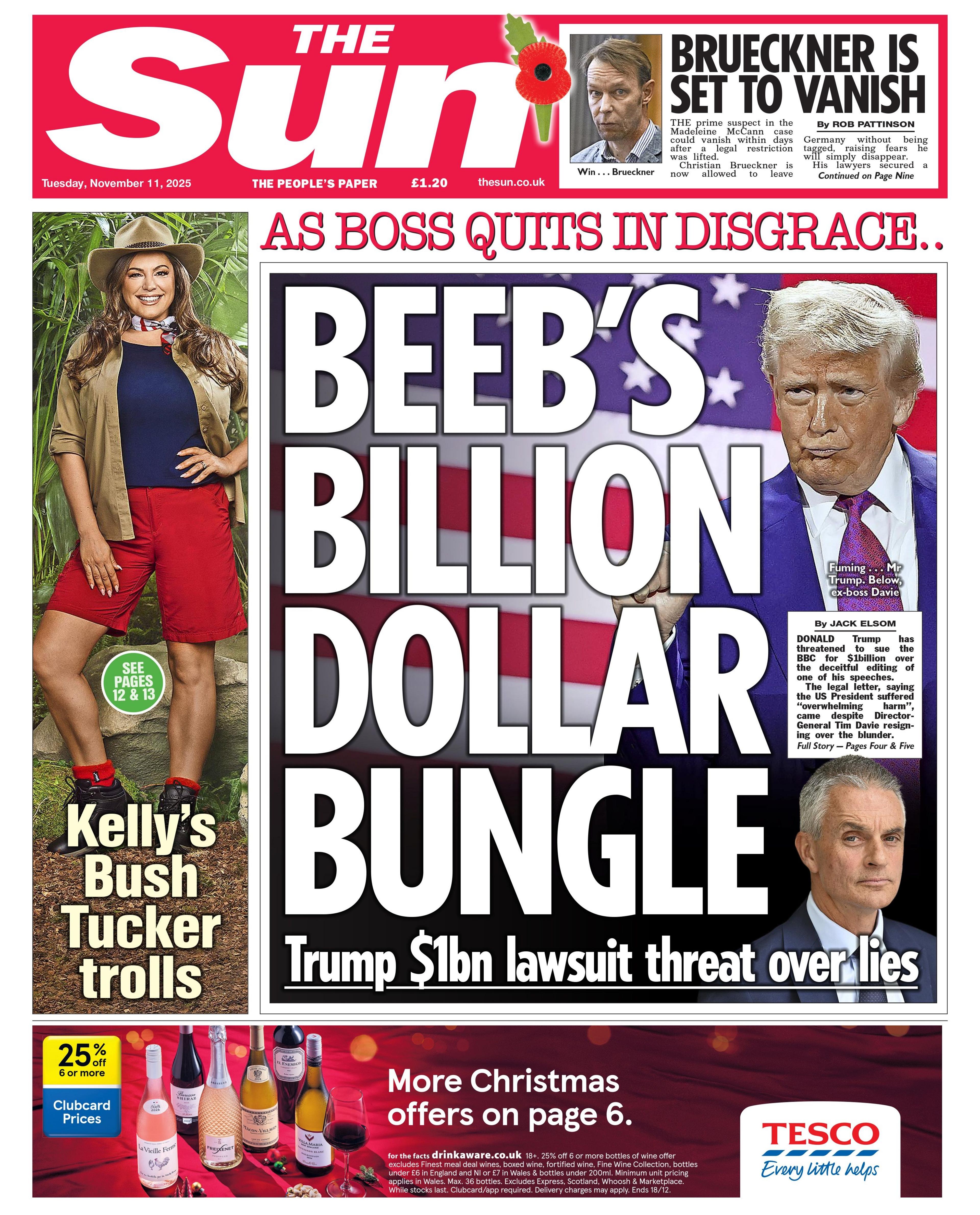 The headline on the front page of the Sun reads: "Beeb's billion dollar bungle"