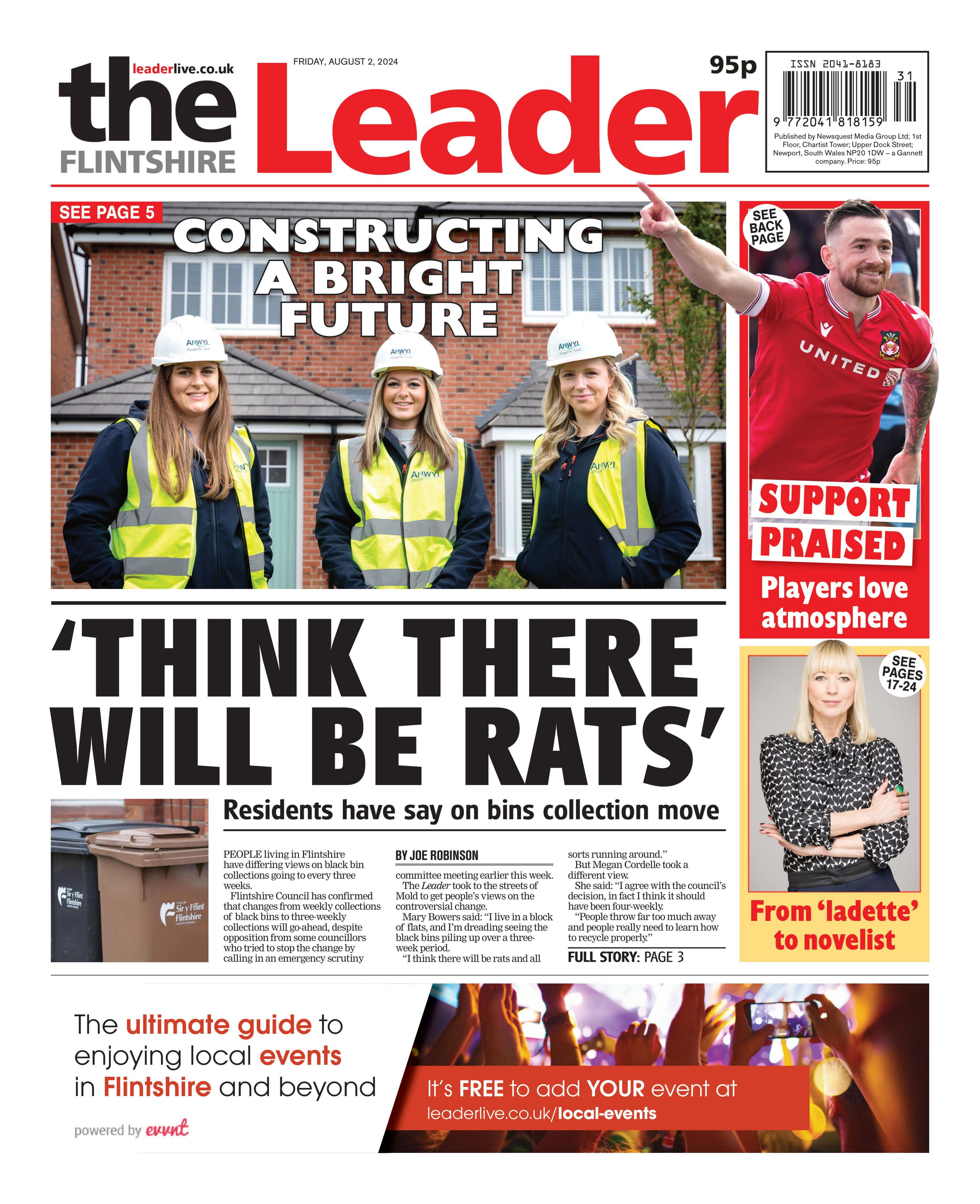 Front page of the Flintshire Leader 