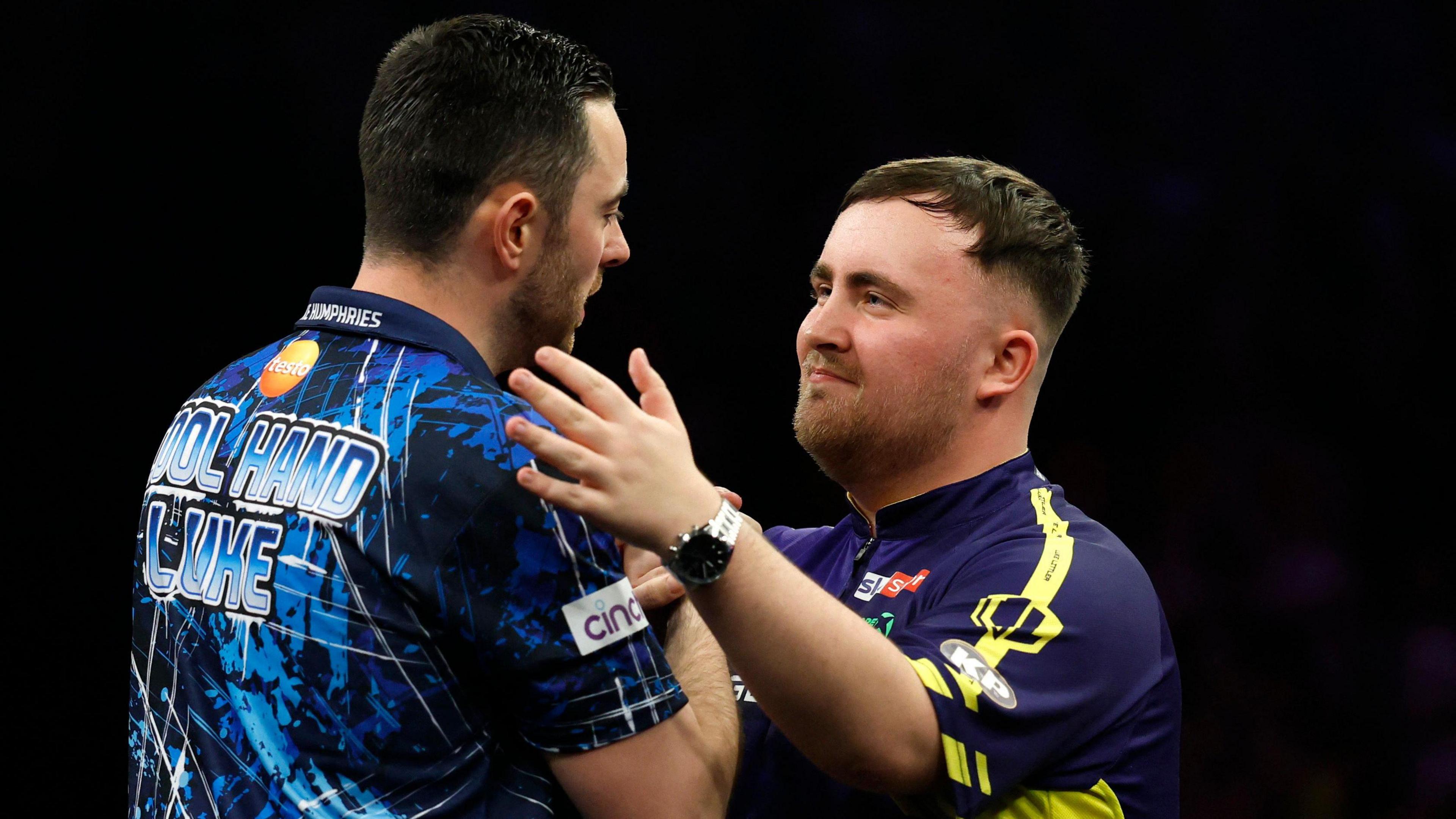 Luke Humphries with Luke Littler after the Premier League Darts final