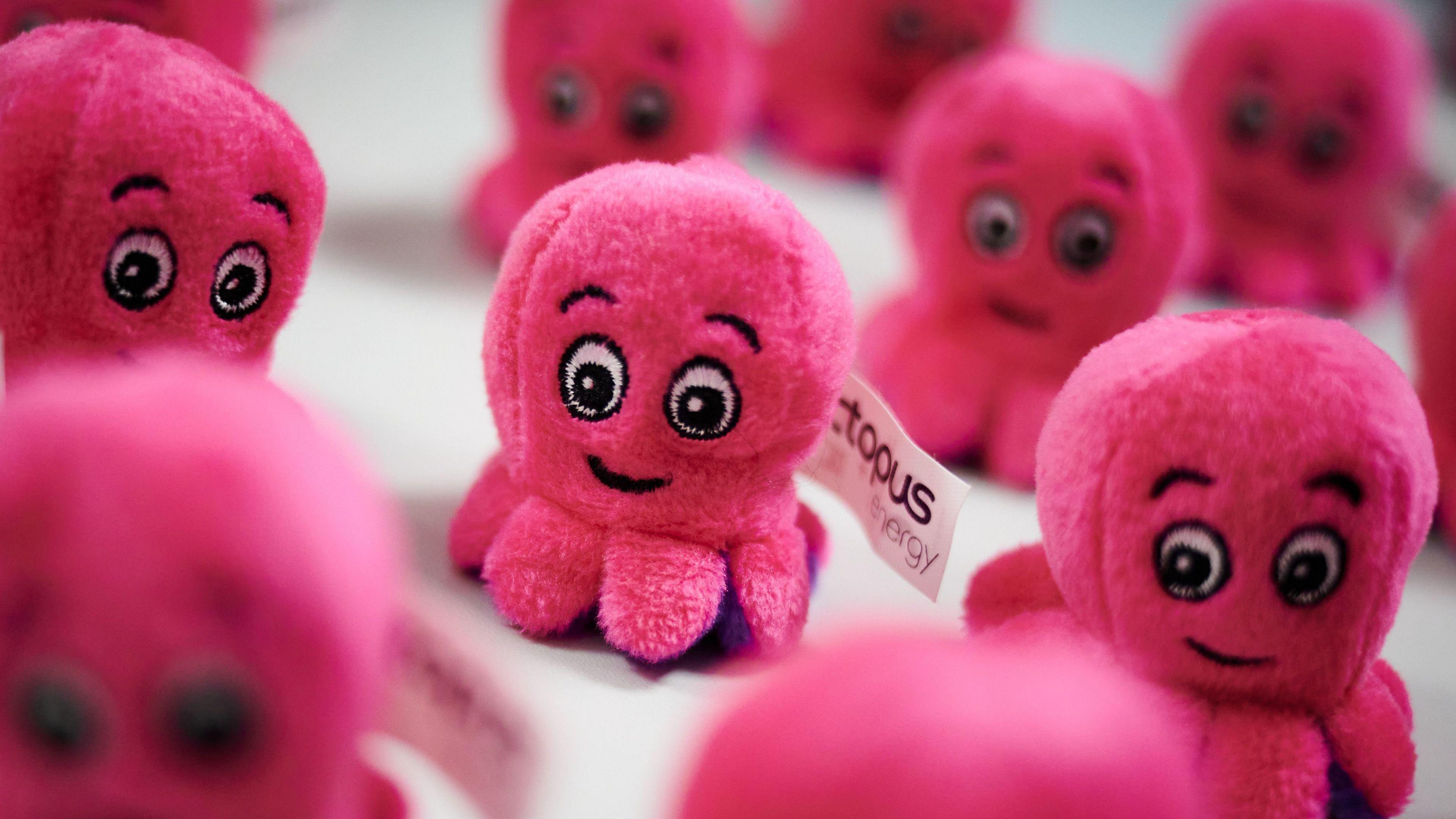 Picture of promotional Octopus Energy soft toys shaped like small pink octopi