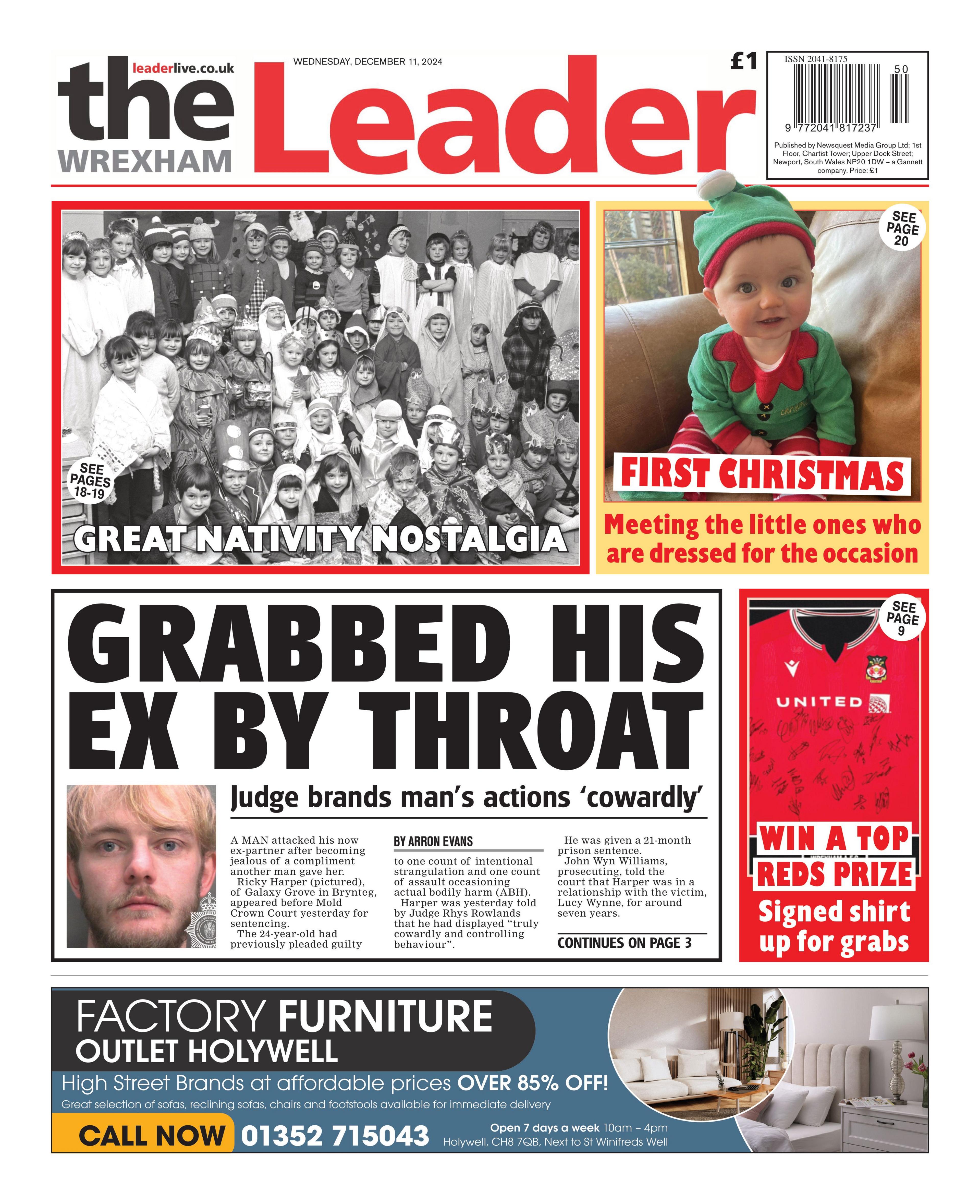 Front page of the Wrexham Leader