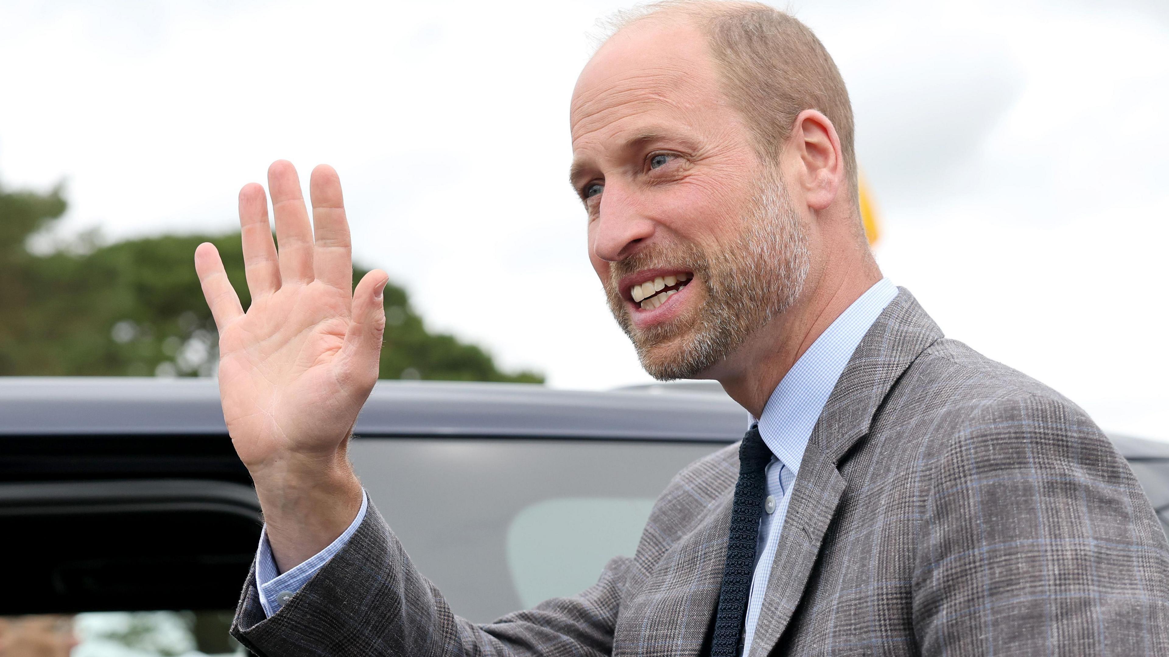 Prince William waves to the crowds at the Royal Cornwall Show