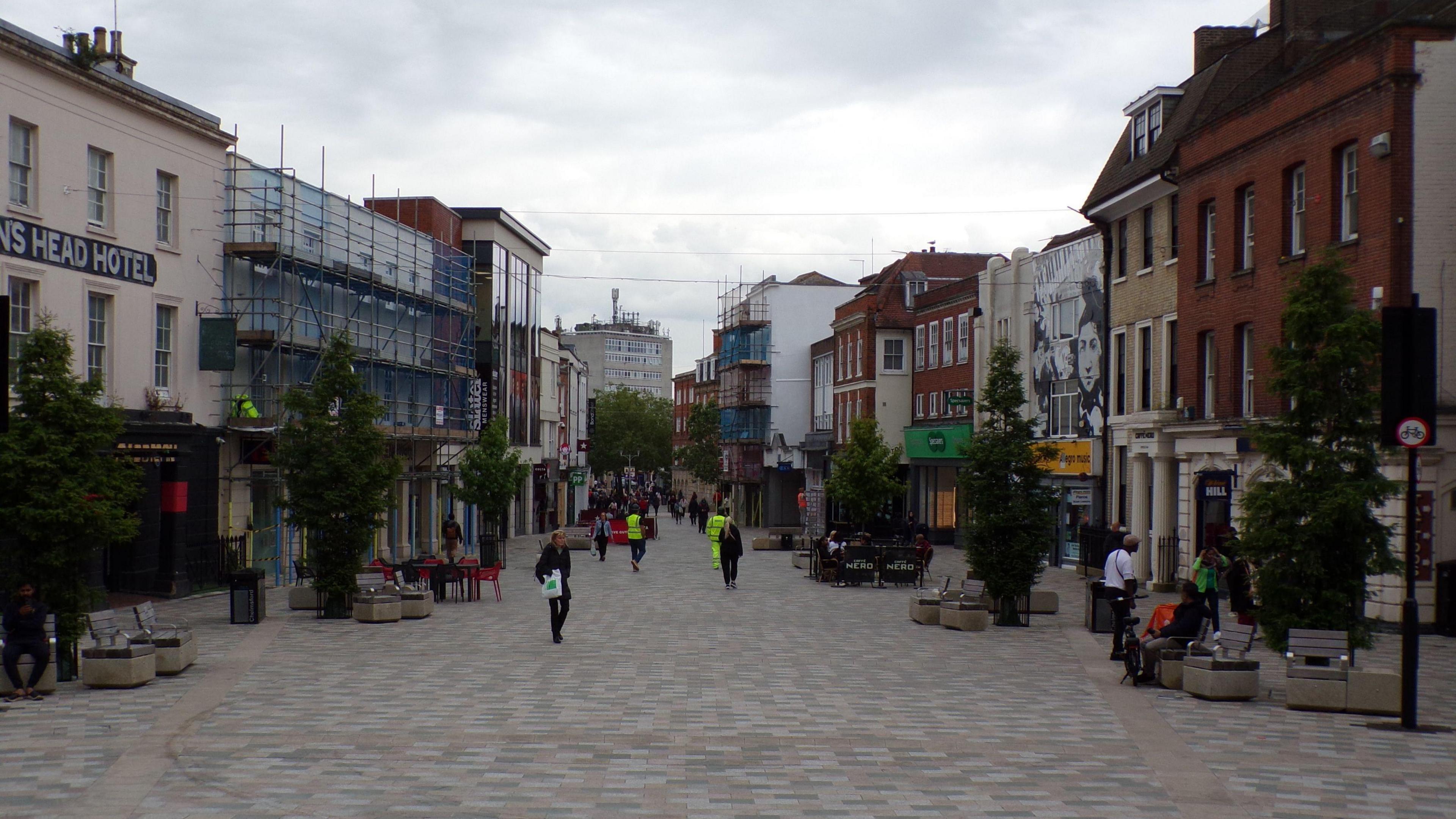 A view of the pedestrianised city centre in Chelmsford