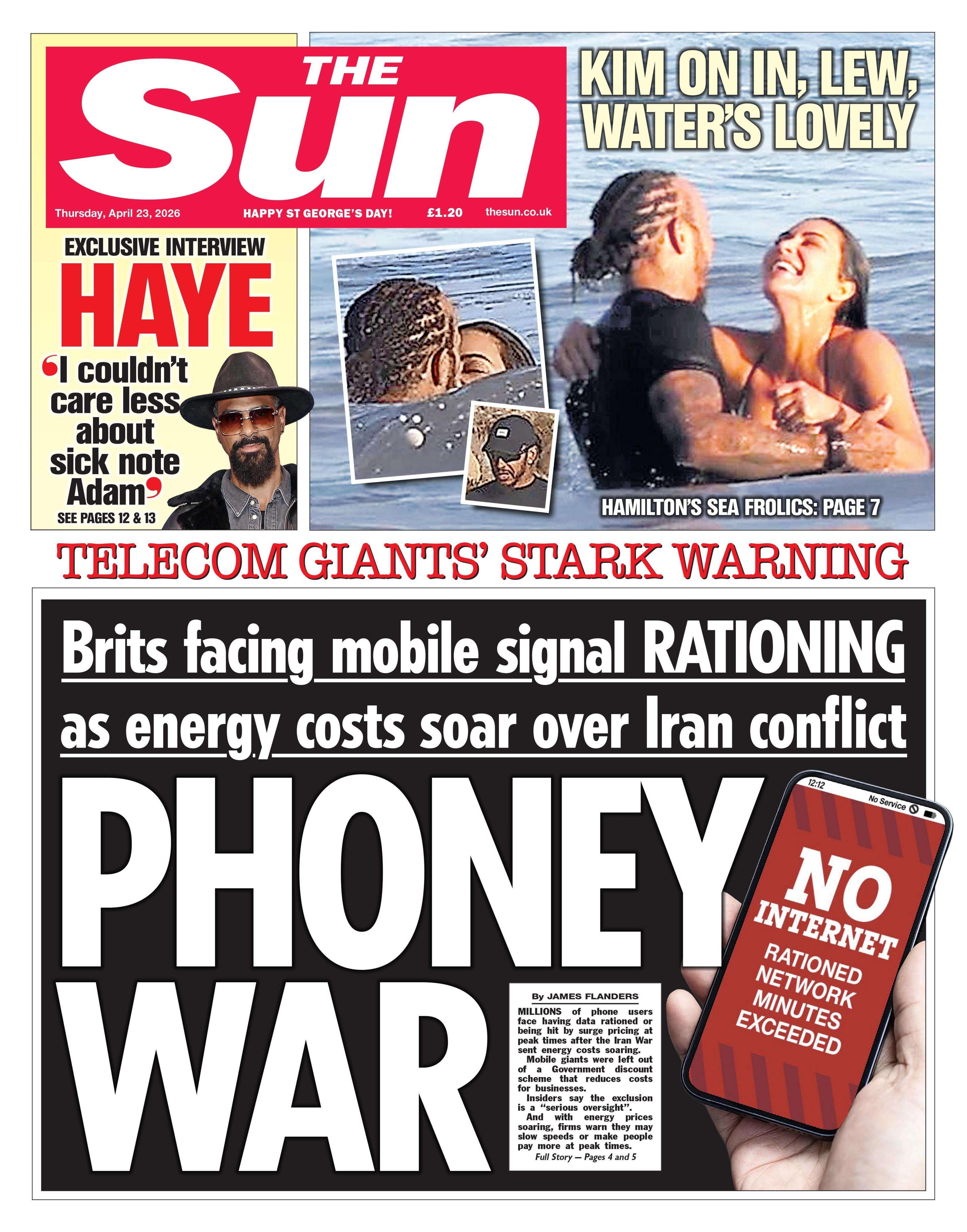 "Luftë e rreme" është titulli kryesor në faqen e parë të gazetës "The Sun".