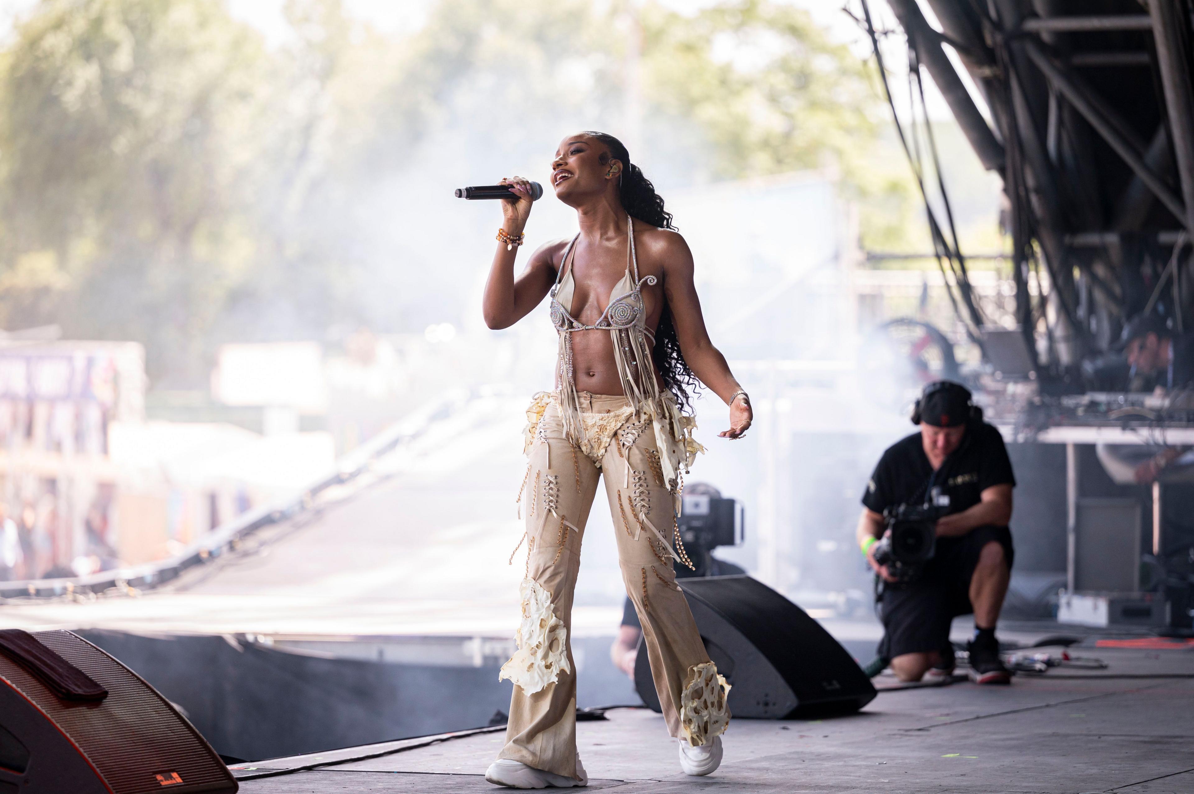 Ayra Starr performs at the Glastonbury Festival, June 2024