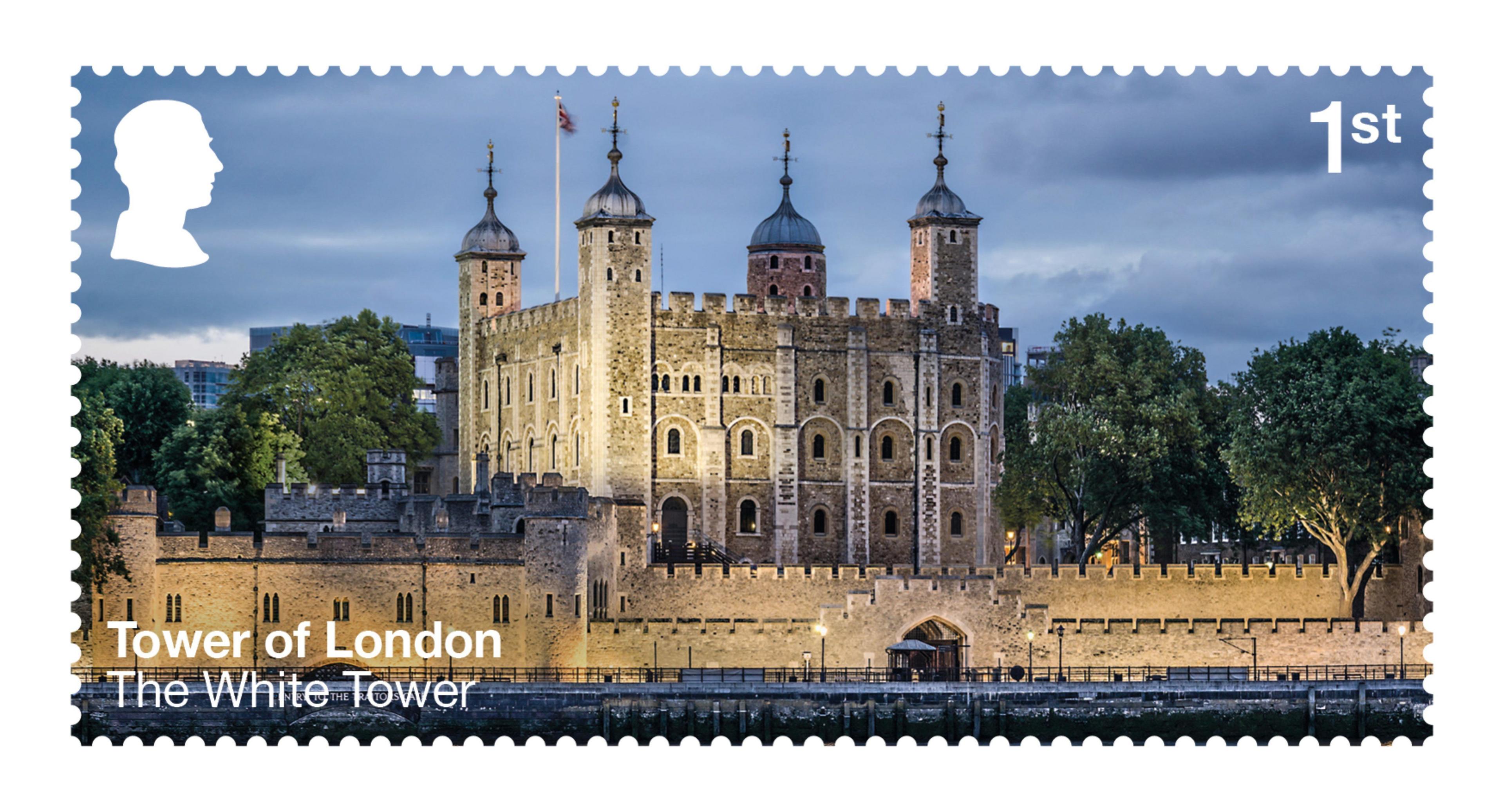 Royal Mail stamp showing The White Tower 