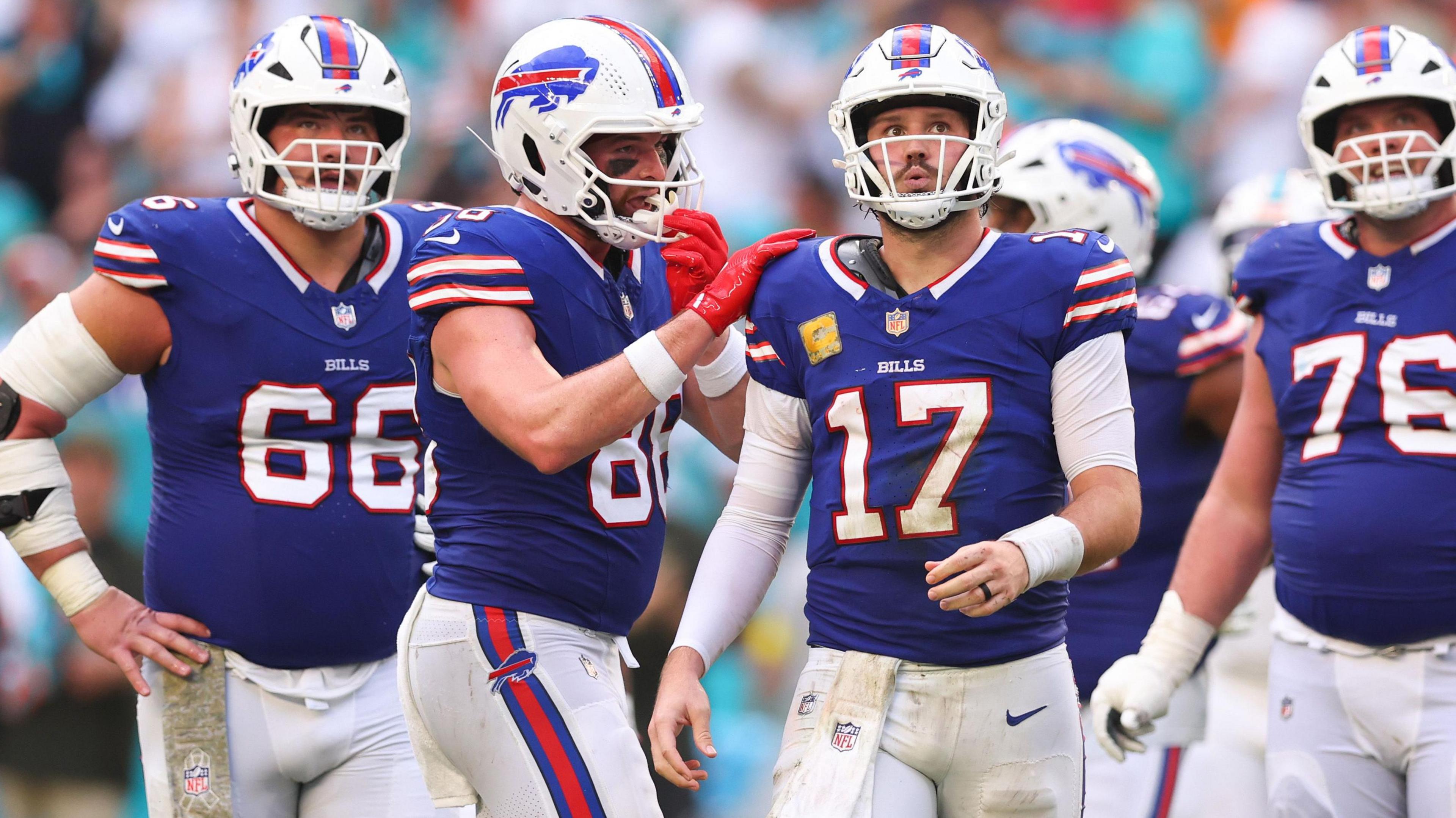 Josh Allen and the Buffalo Bills during their defeat to the Miami Dolphins in the NFL