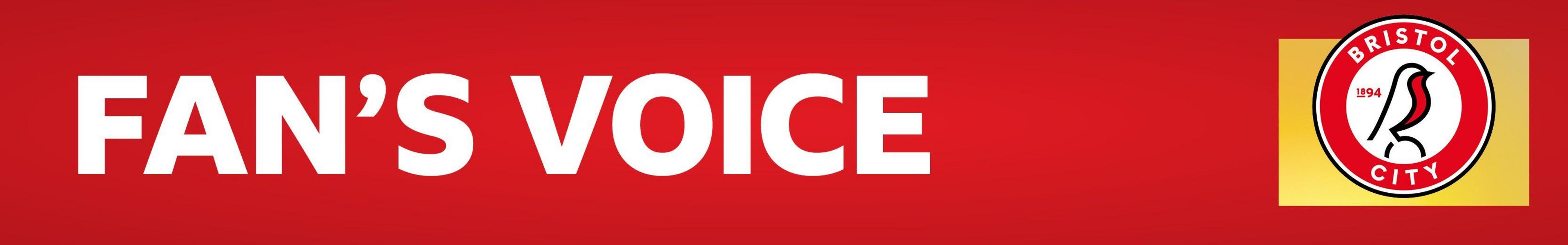 Bristol City fan's voice banner on a red background with the club's badge