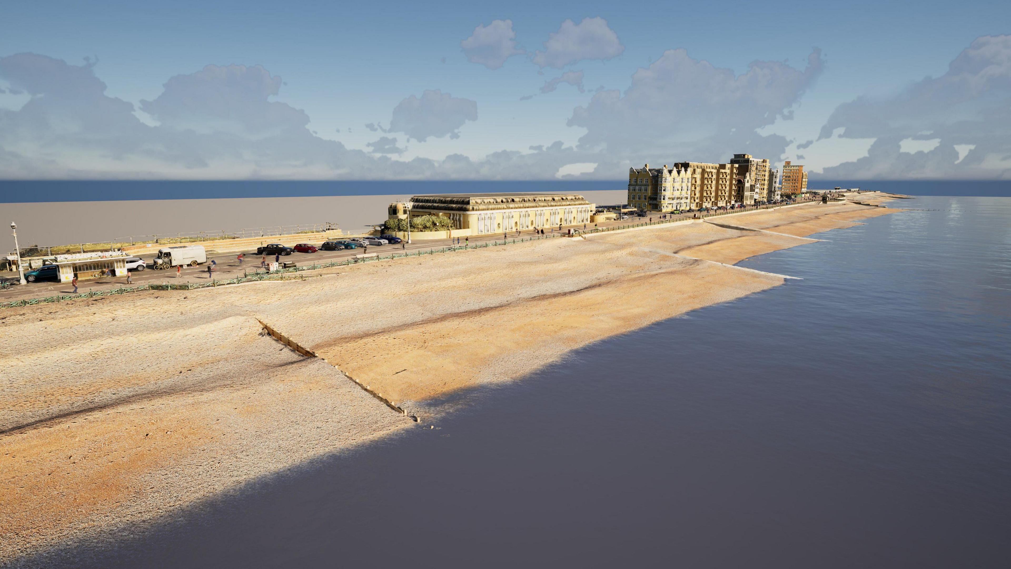 An artist's impression of the new groynes on Brighton beach